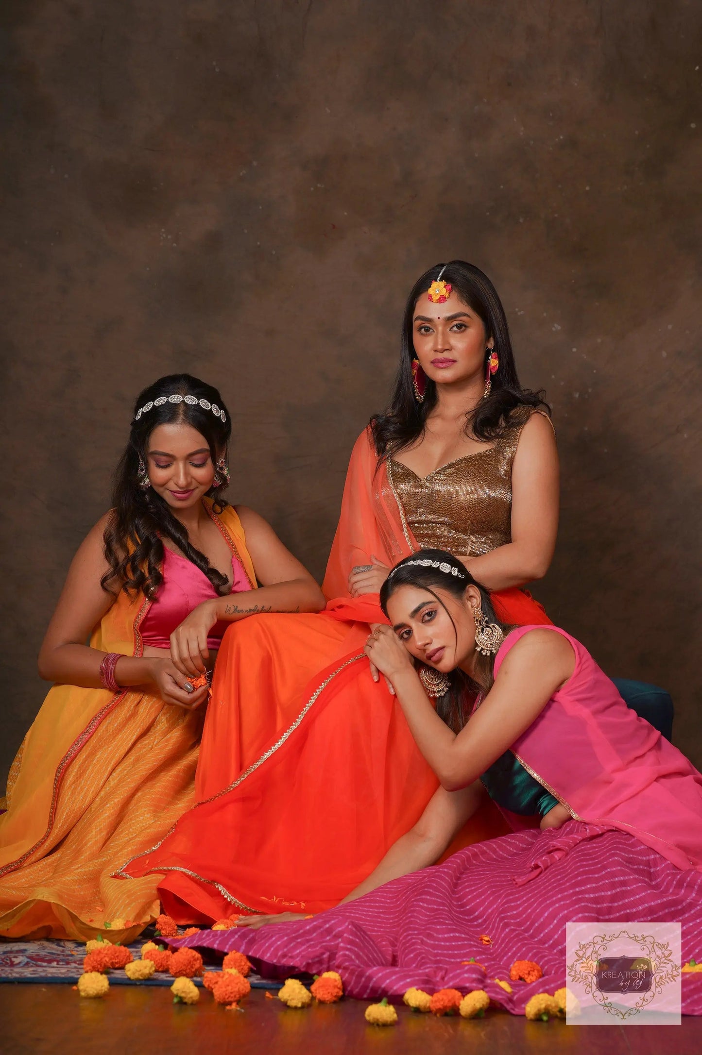 Orange Ombre Lehenga Set kreationbykj