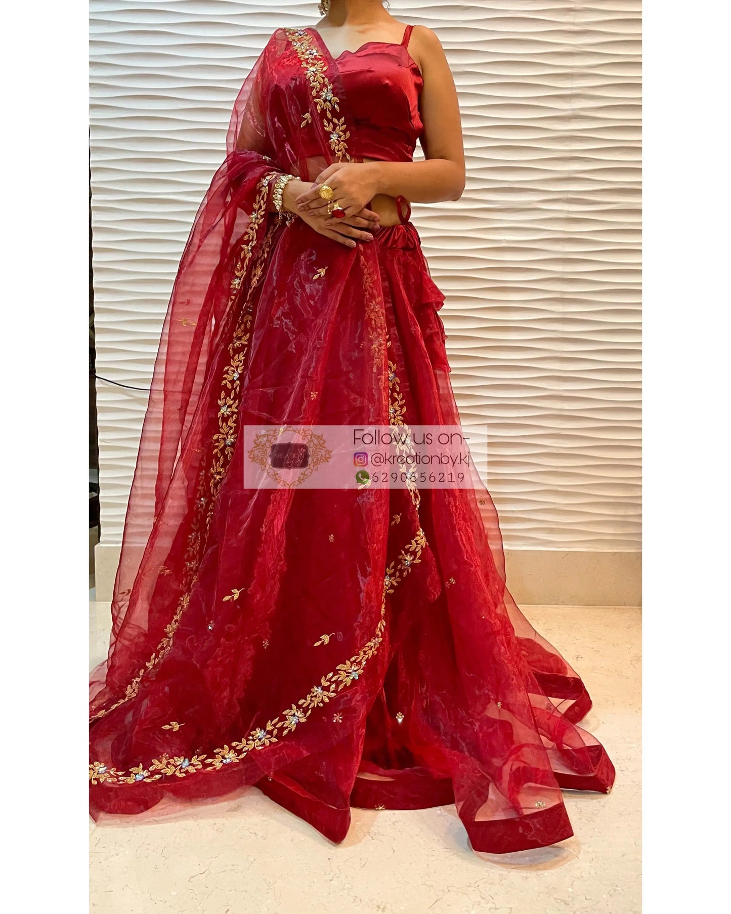 Red Tara Lehenga - kreationbykj
