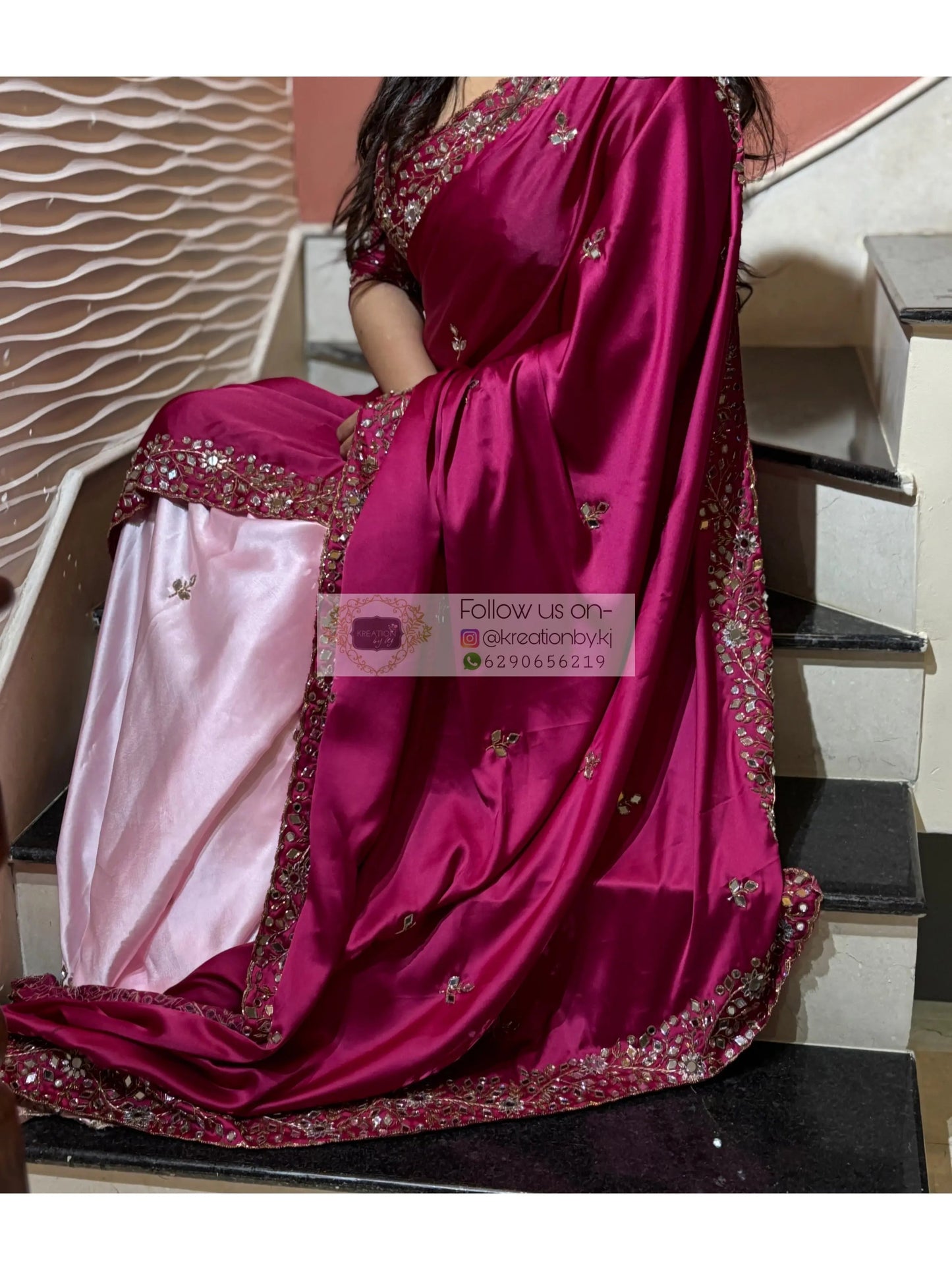 Pink Dreams Sheesh Mahal Saree kreationbykj