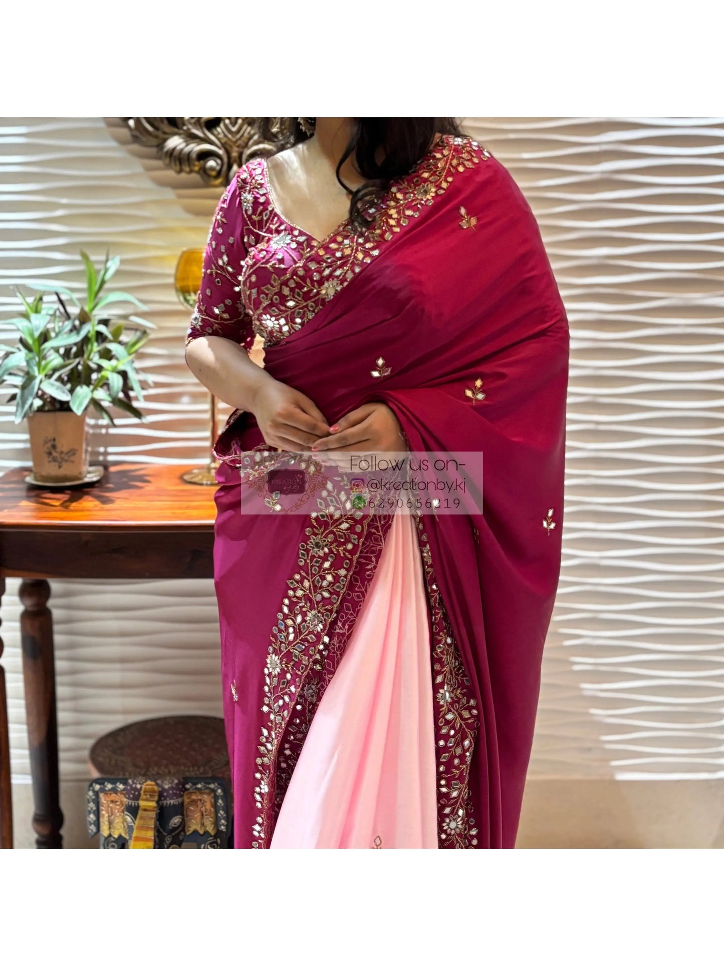 Pink Dreams Sheesh Mahal Saree kreationbykj