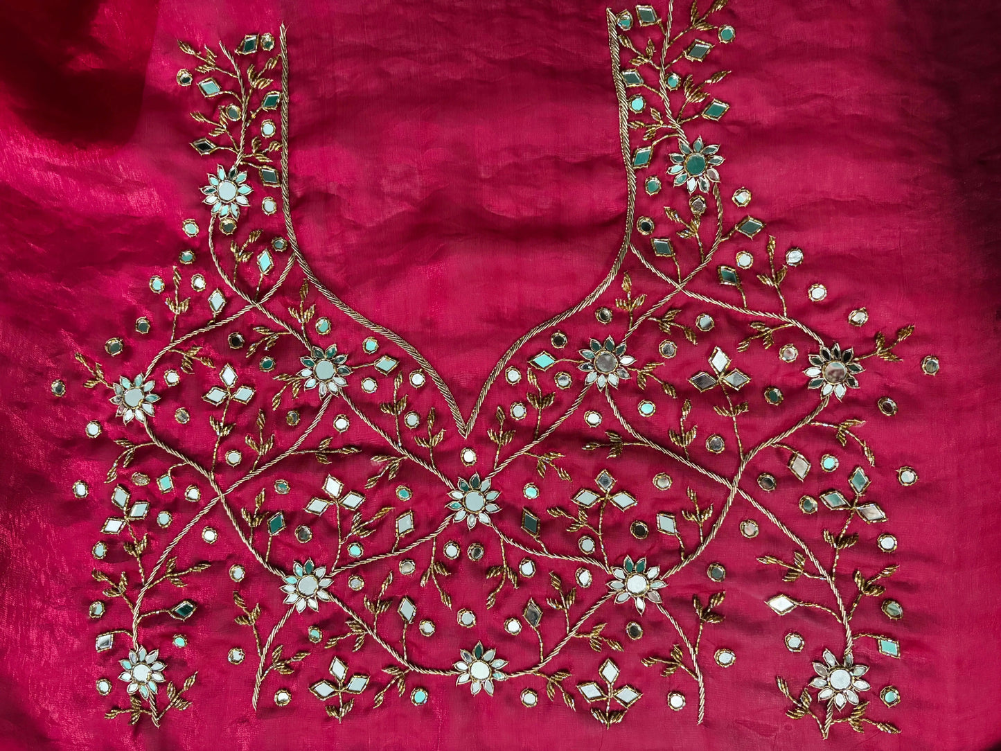 Fuchsia Pink Sheesh Mahal Saree kreationbykj