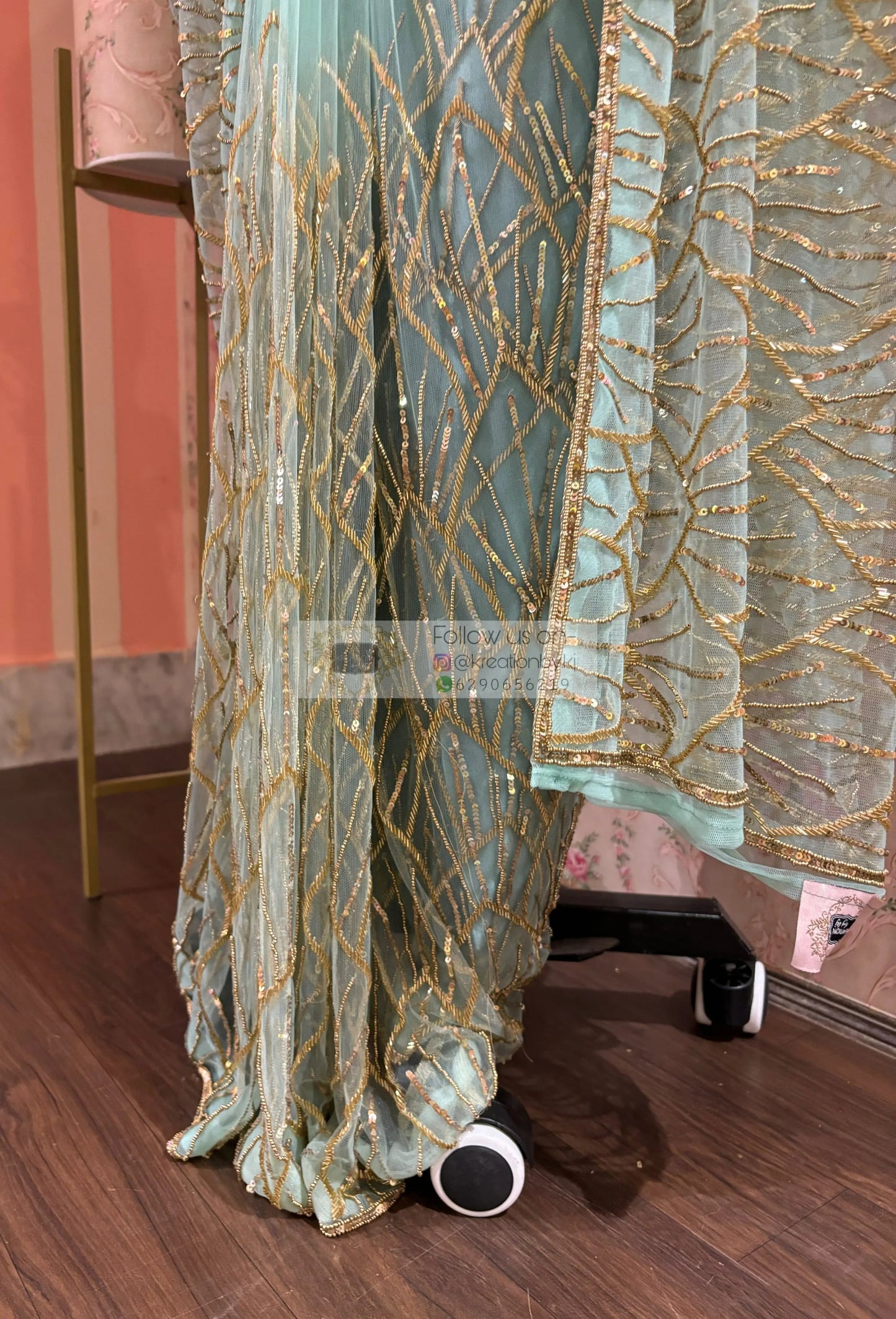 Mint Green A Sky full of Stars Saree kreationbykj