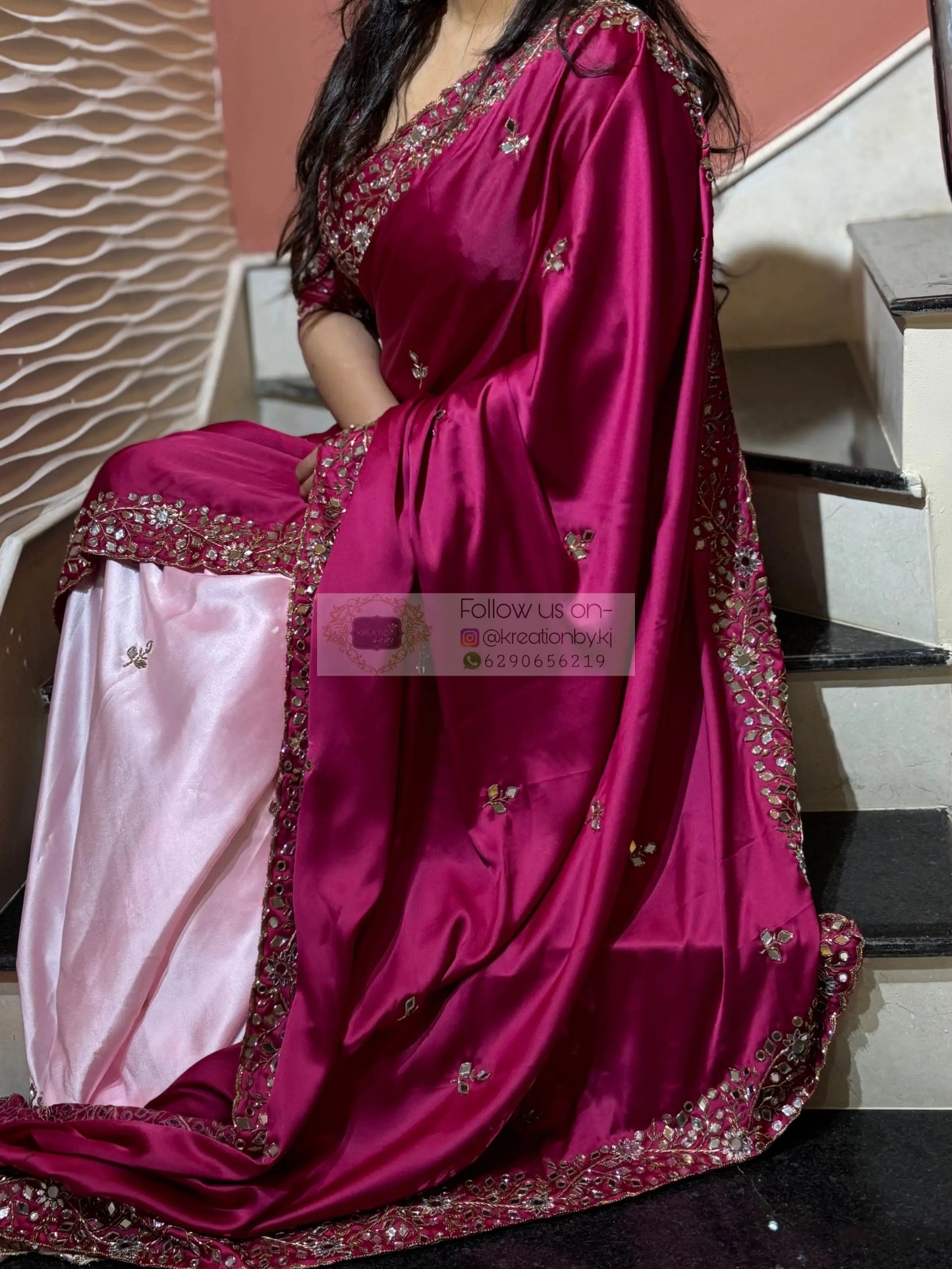 Pink Dreams Sheesh Mahal Saree kreationbykj