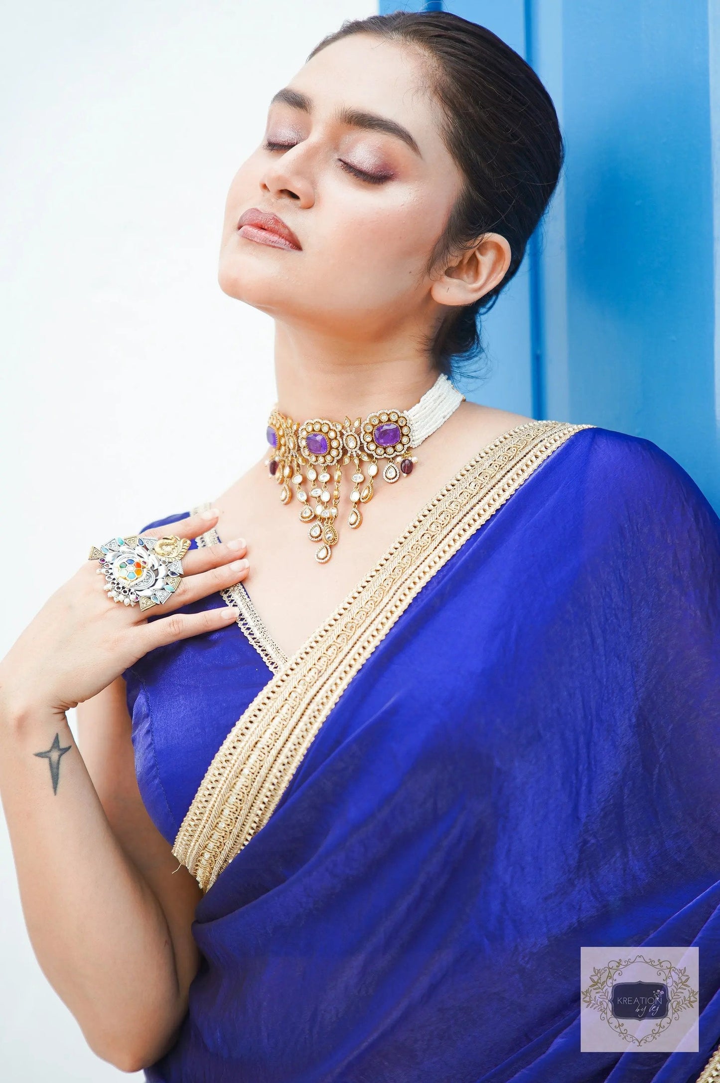 Azure Oia Cocktail Saree kreationbykj