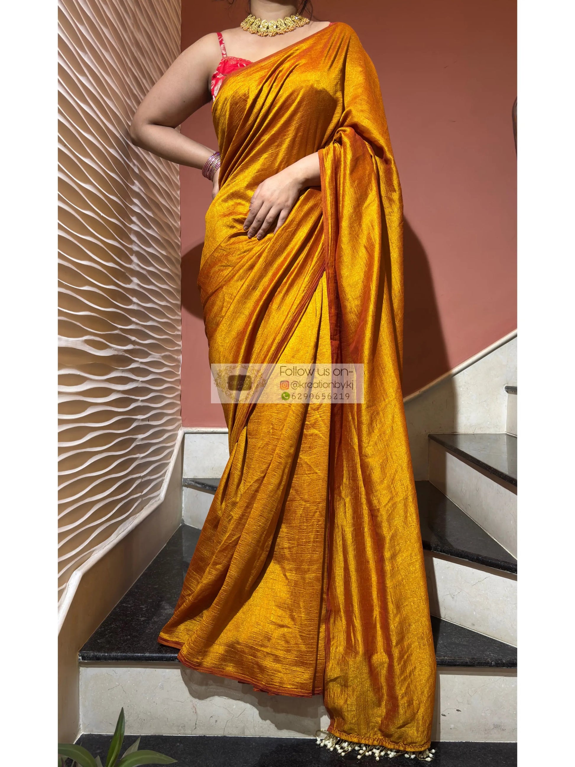 Mustard Yellow Soft Saree kreationbykj