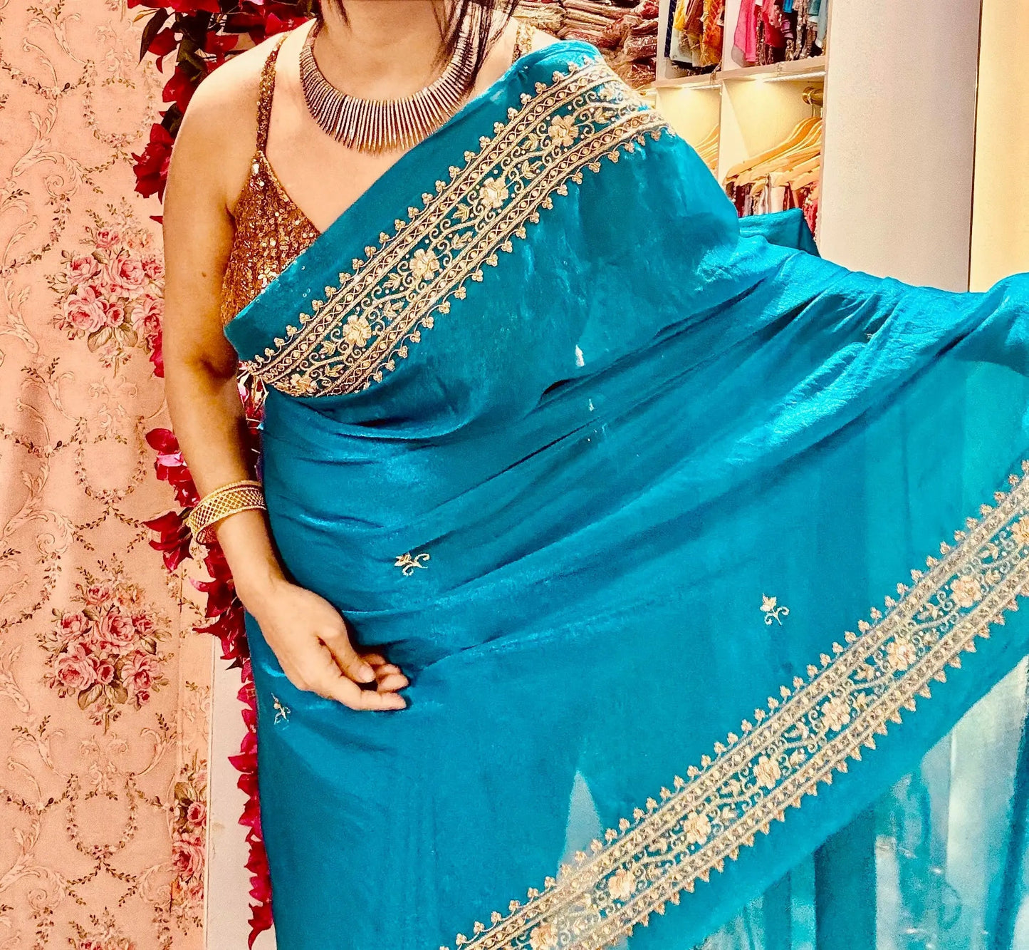 Persian Blue Zarina Saree kreationbykj
