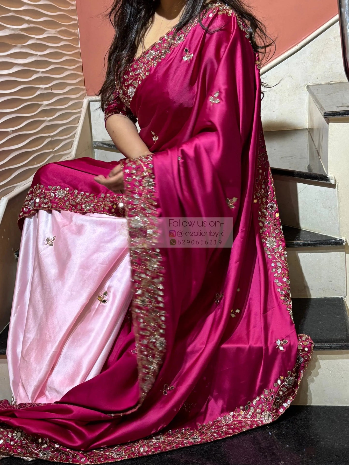 Pink Dreams Sheesh Mahal Saree kreationbykj