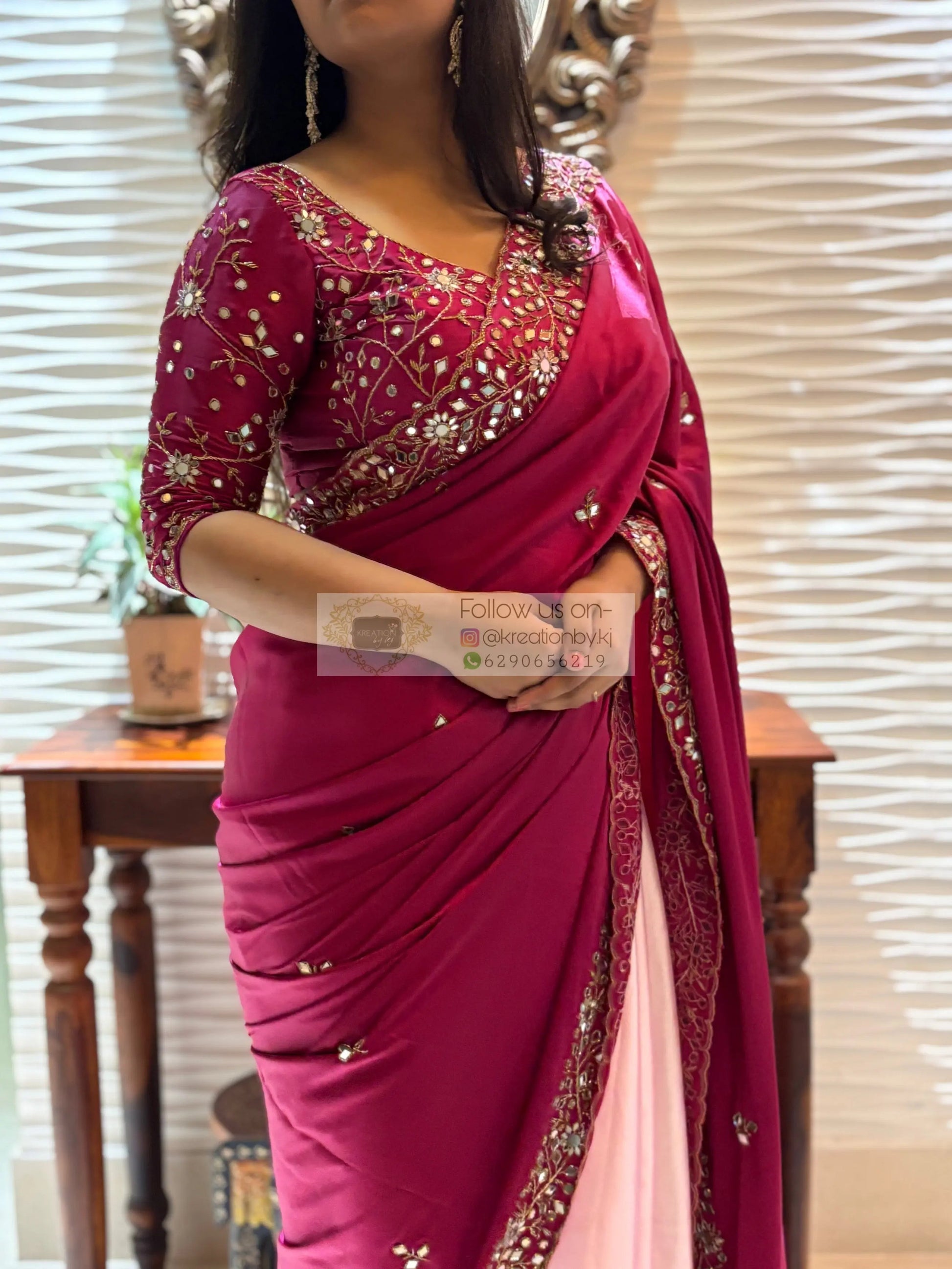 Pink Dreams Sheesh Mahal Saree kreationbykj