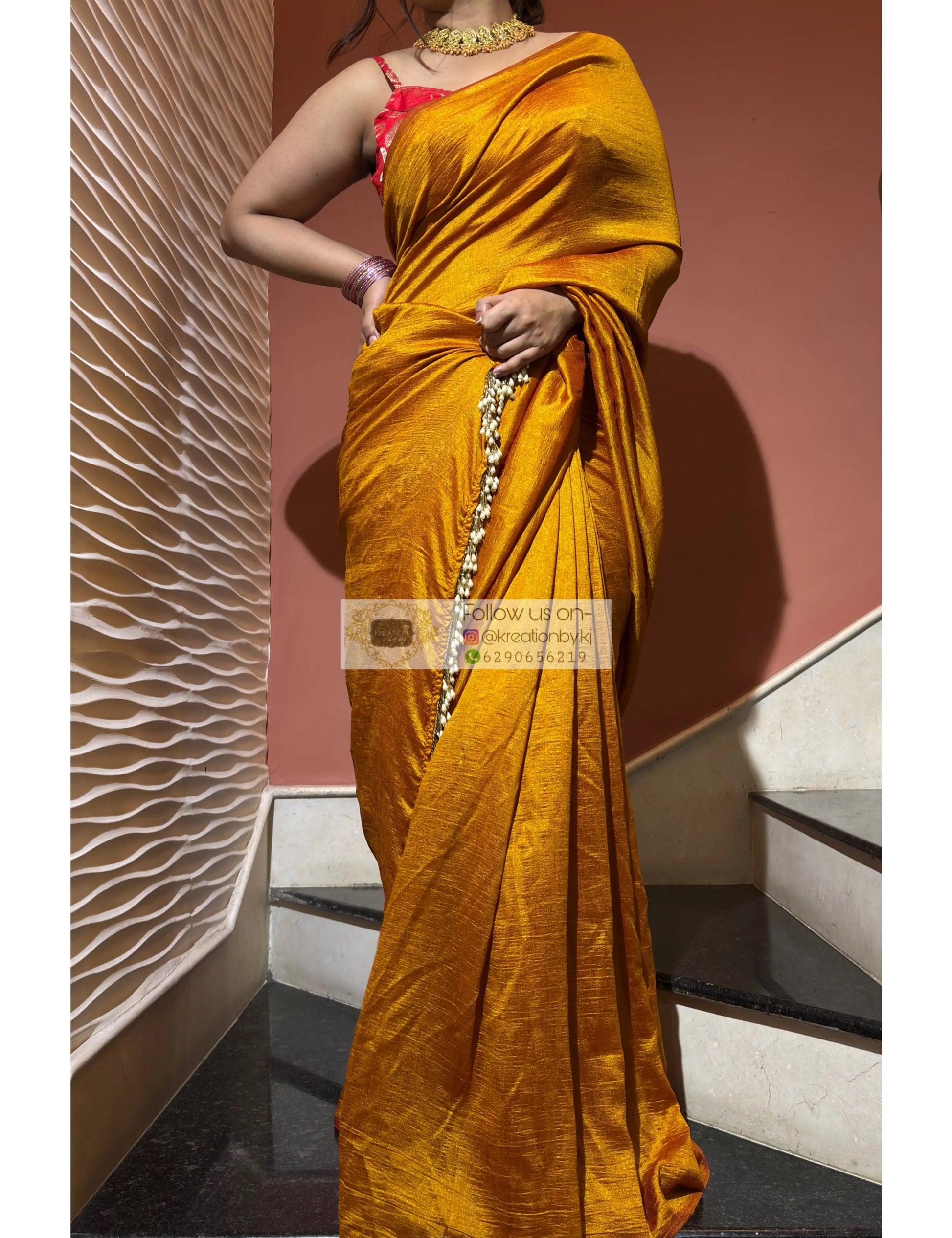 Mustard Yellow Soft Saree kreationbykj