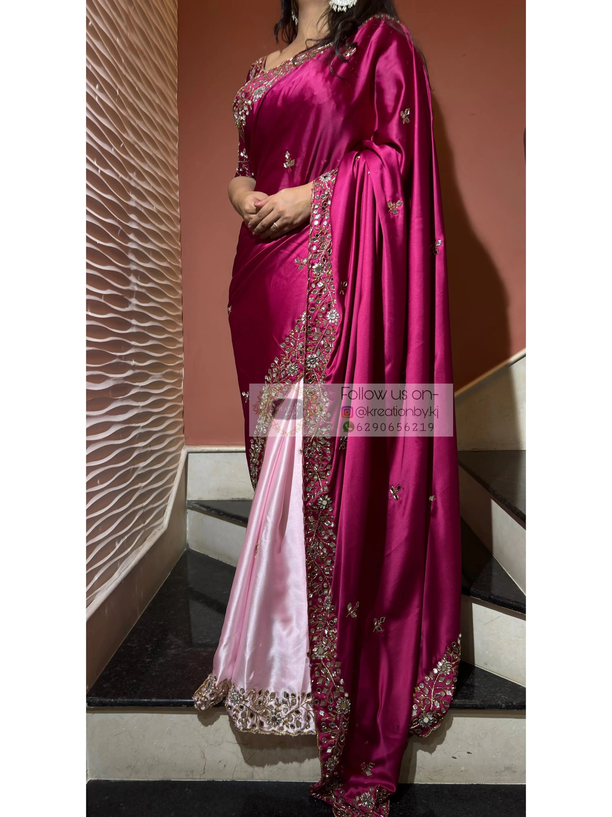 Pink Dreams Sheesh Mahal Saree kreationbykj