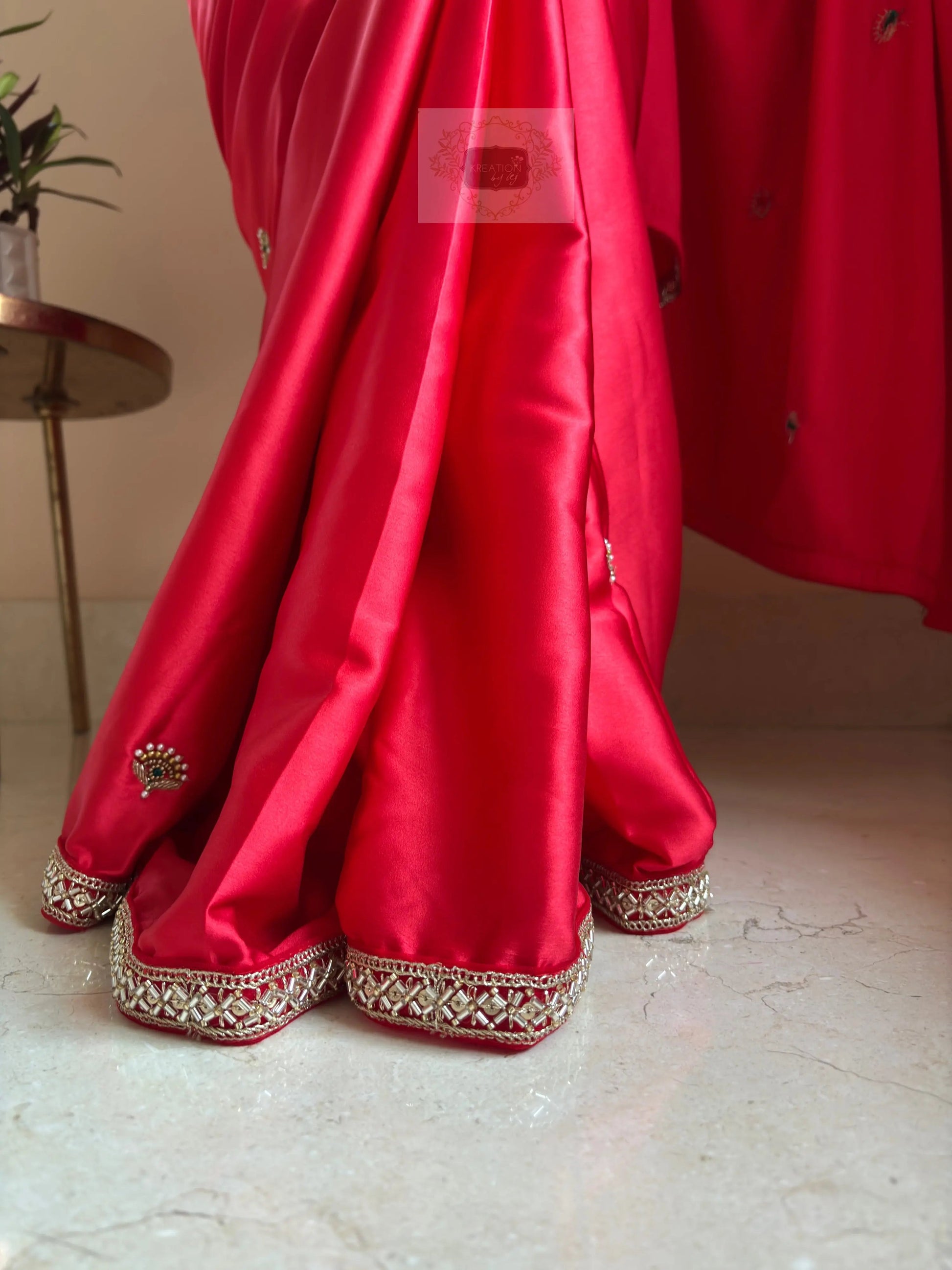 Crimson Red Kurmaie Saree - kreationbykj