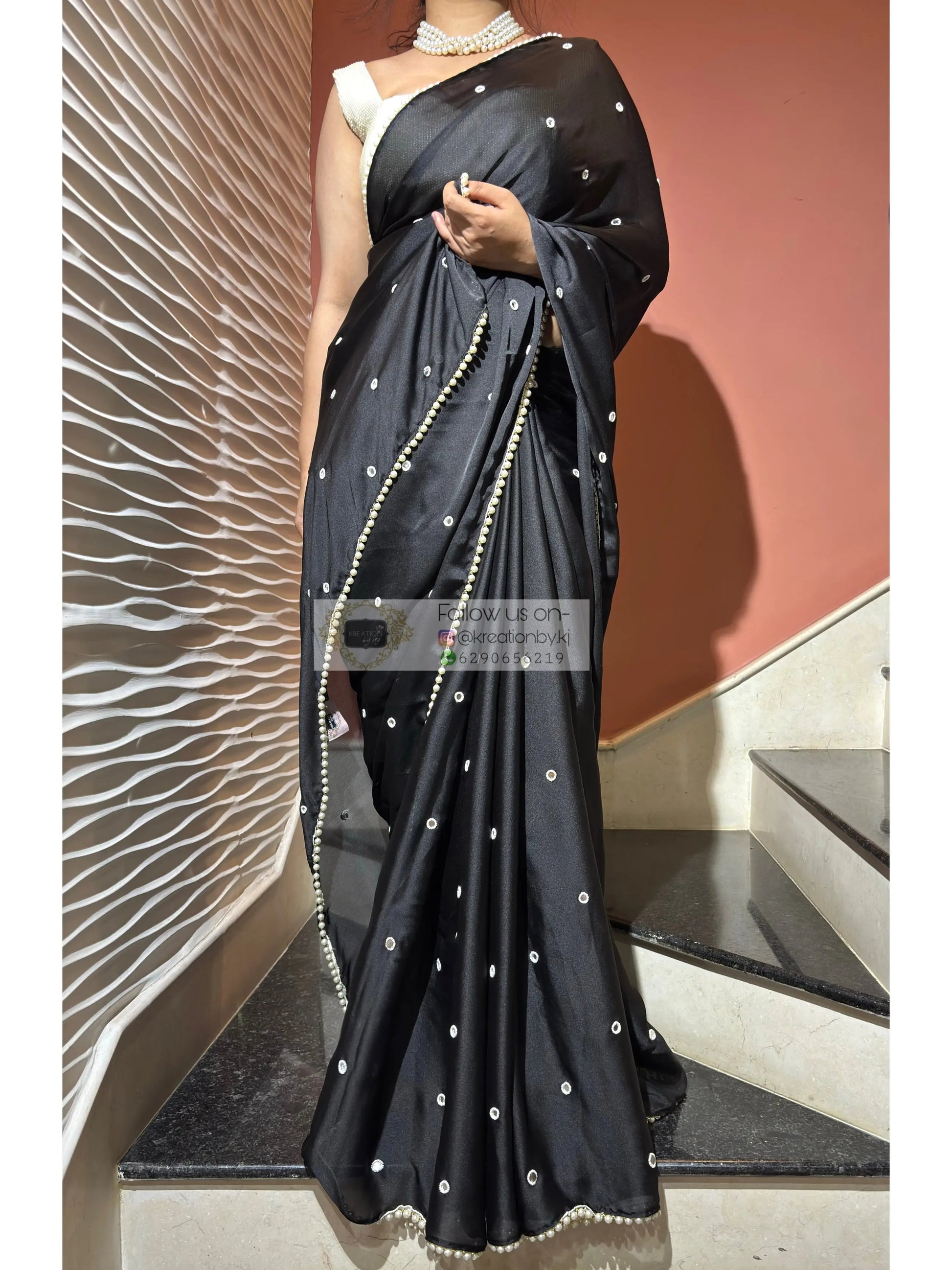 Chandani Raat Black Georgette Saree - kreationbykj