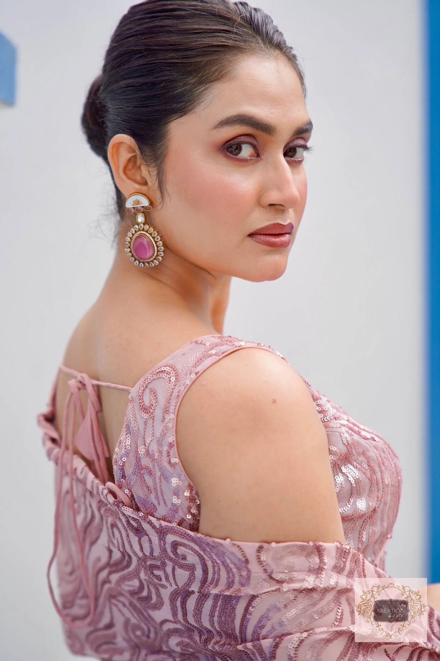 Rose Gold Tides by The Sea Sequin Saree kreationbykj