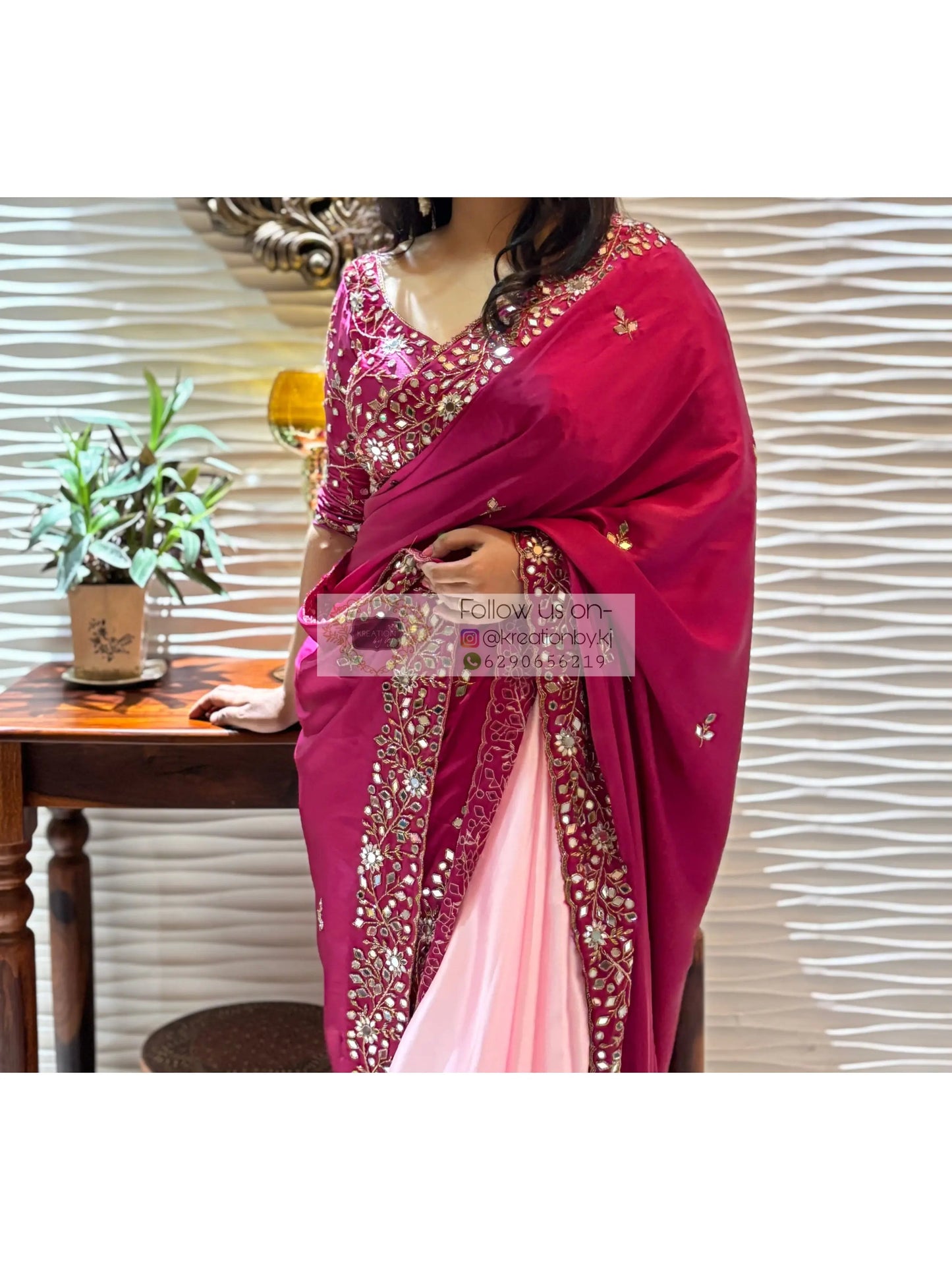 Pink Dreams Sheesh Mahal Saree kreationbykj