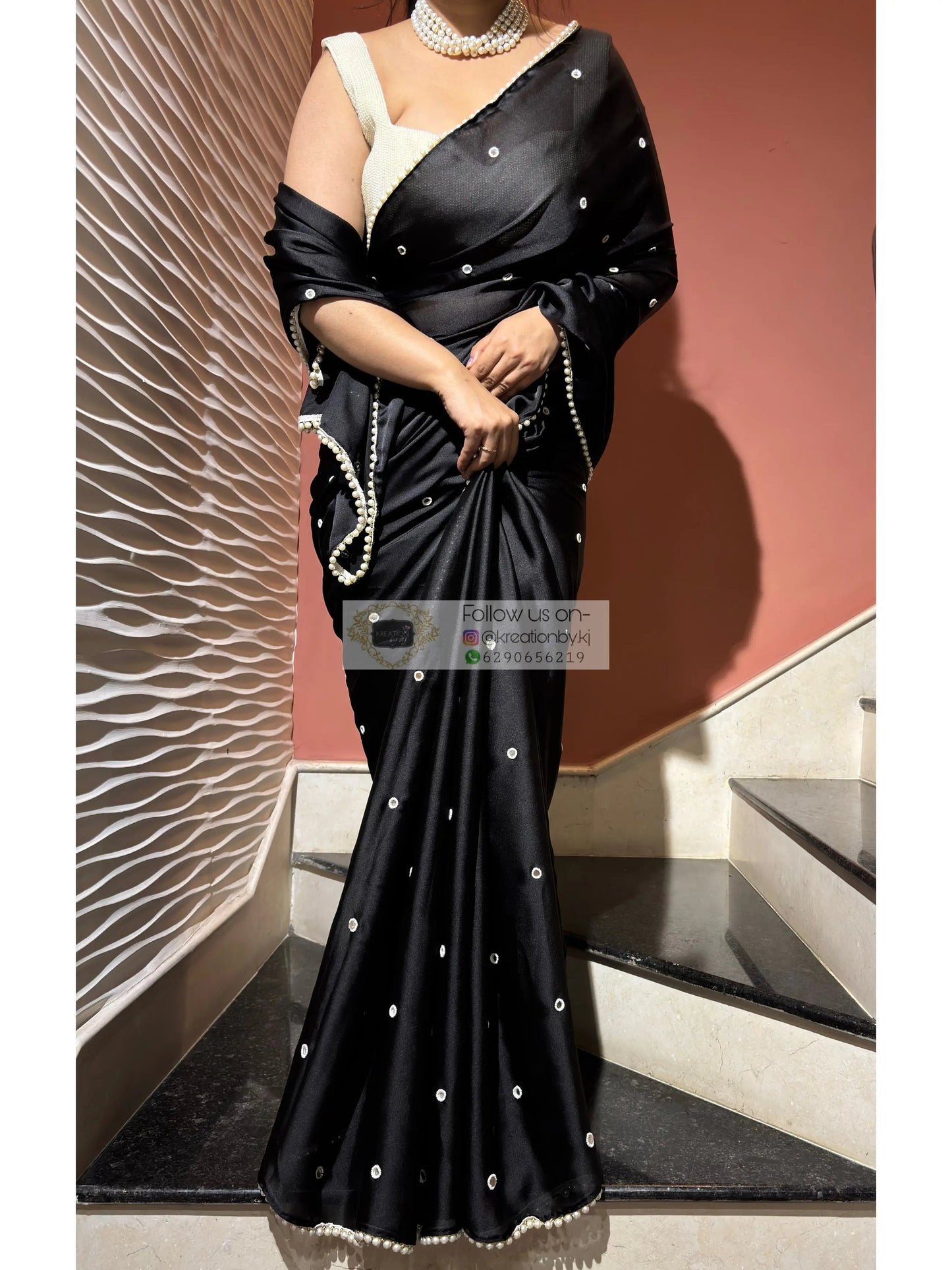 Chandani Raat Black Georgette Saree - kreationbykj