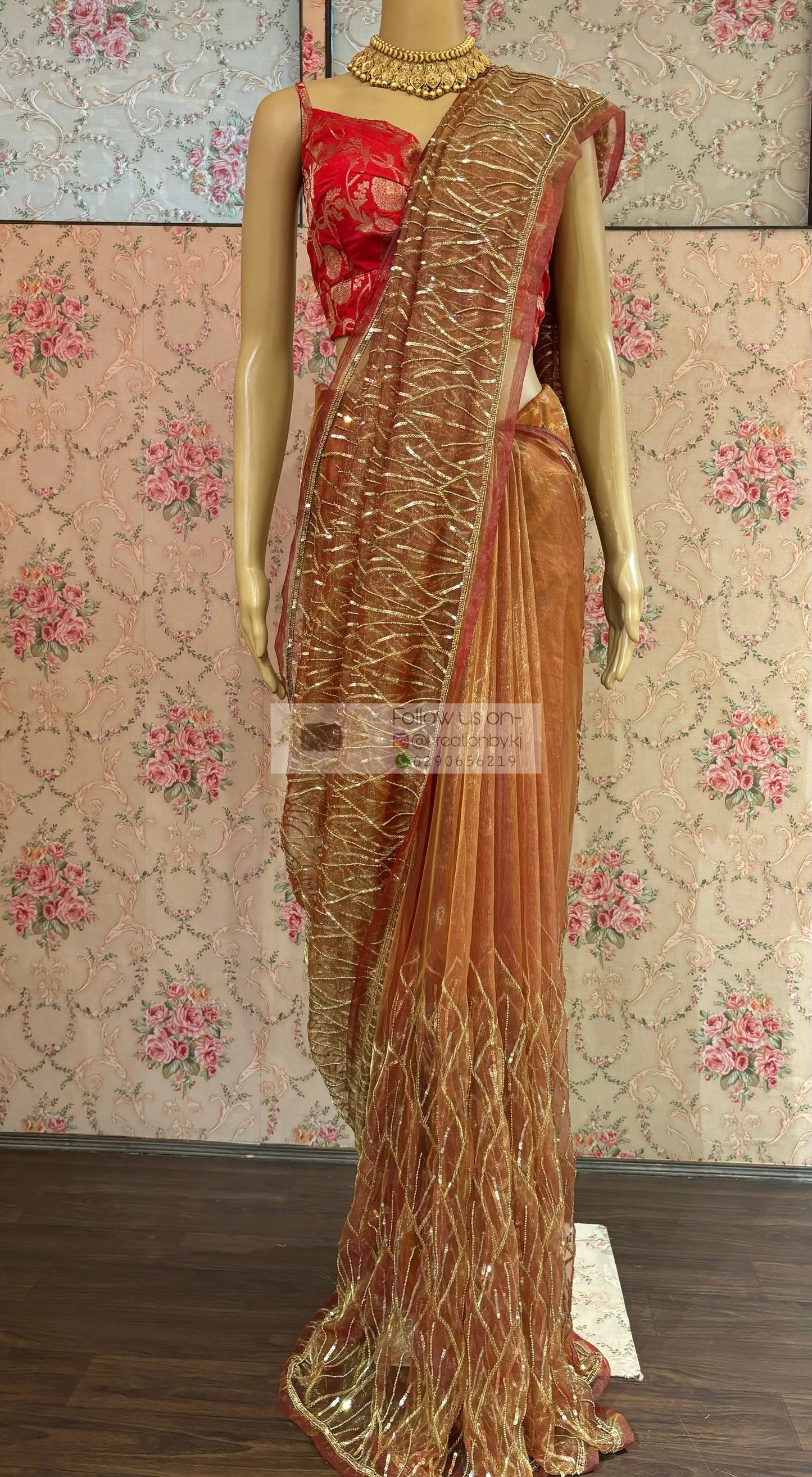 Liquid Gold A Sky full of Stars Saree For Reception kreationbykj