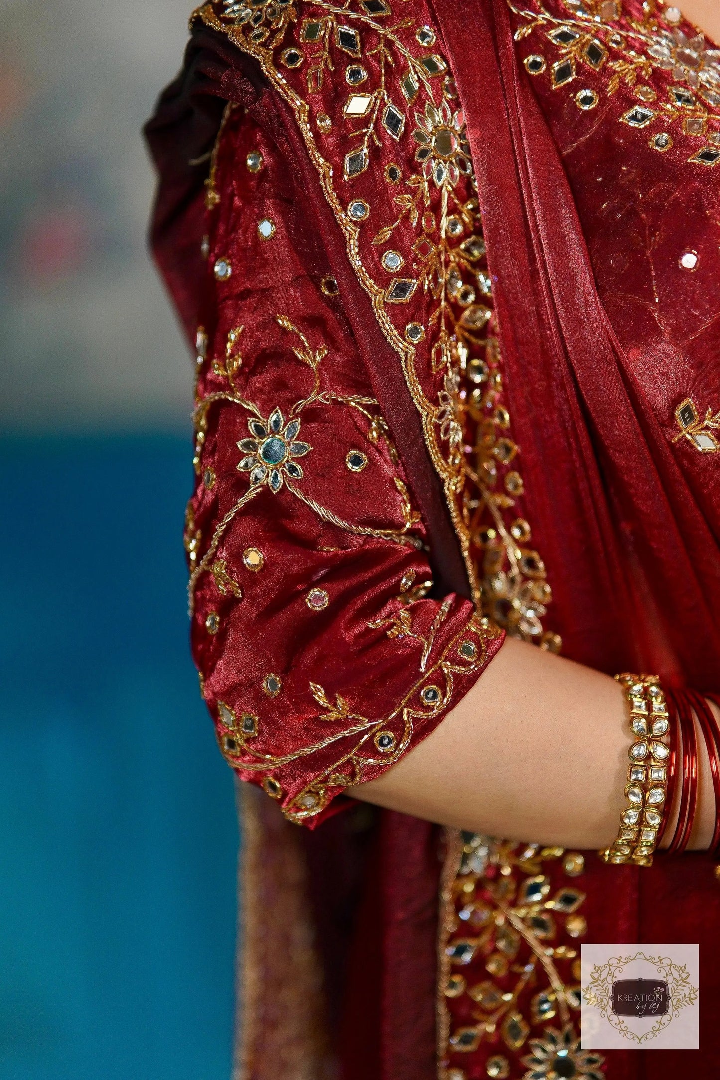 Maroon Sheesh Mahal Saree kreationbykj