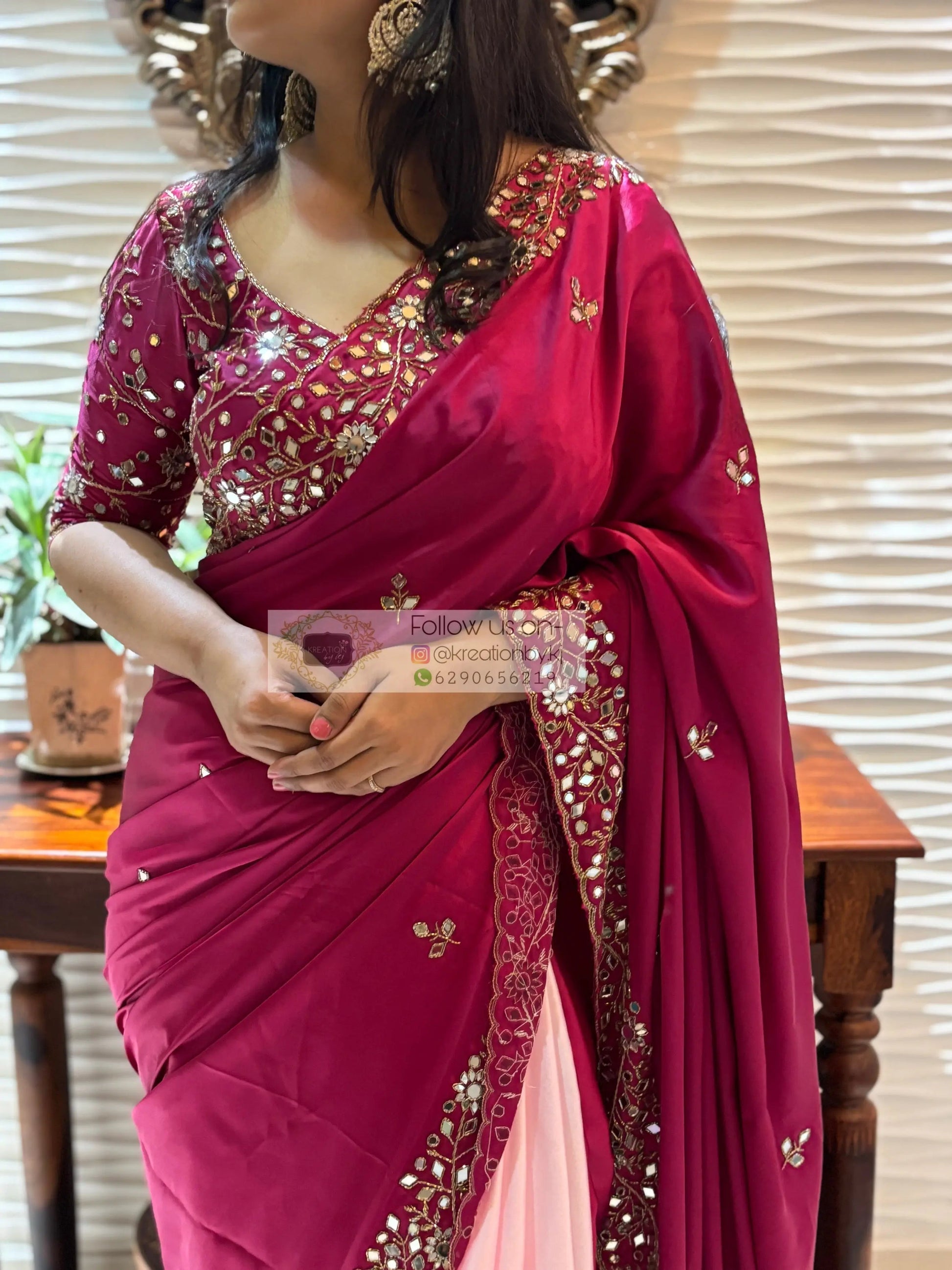 Pink Dreams Sheesh Mahal Saree kreationbykj