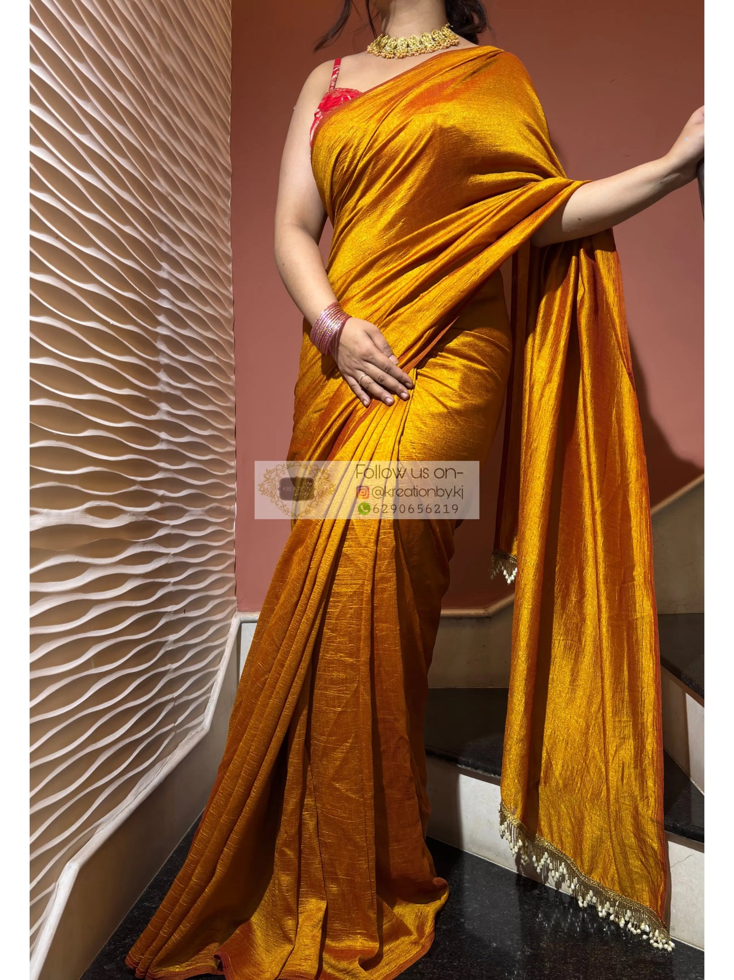 Mustard Yellow Soft Saree kreationbykj