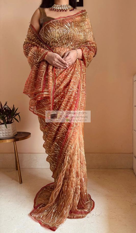 Liquid Gold A Sky full of Stars Saree For Reception kreationbykj