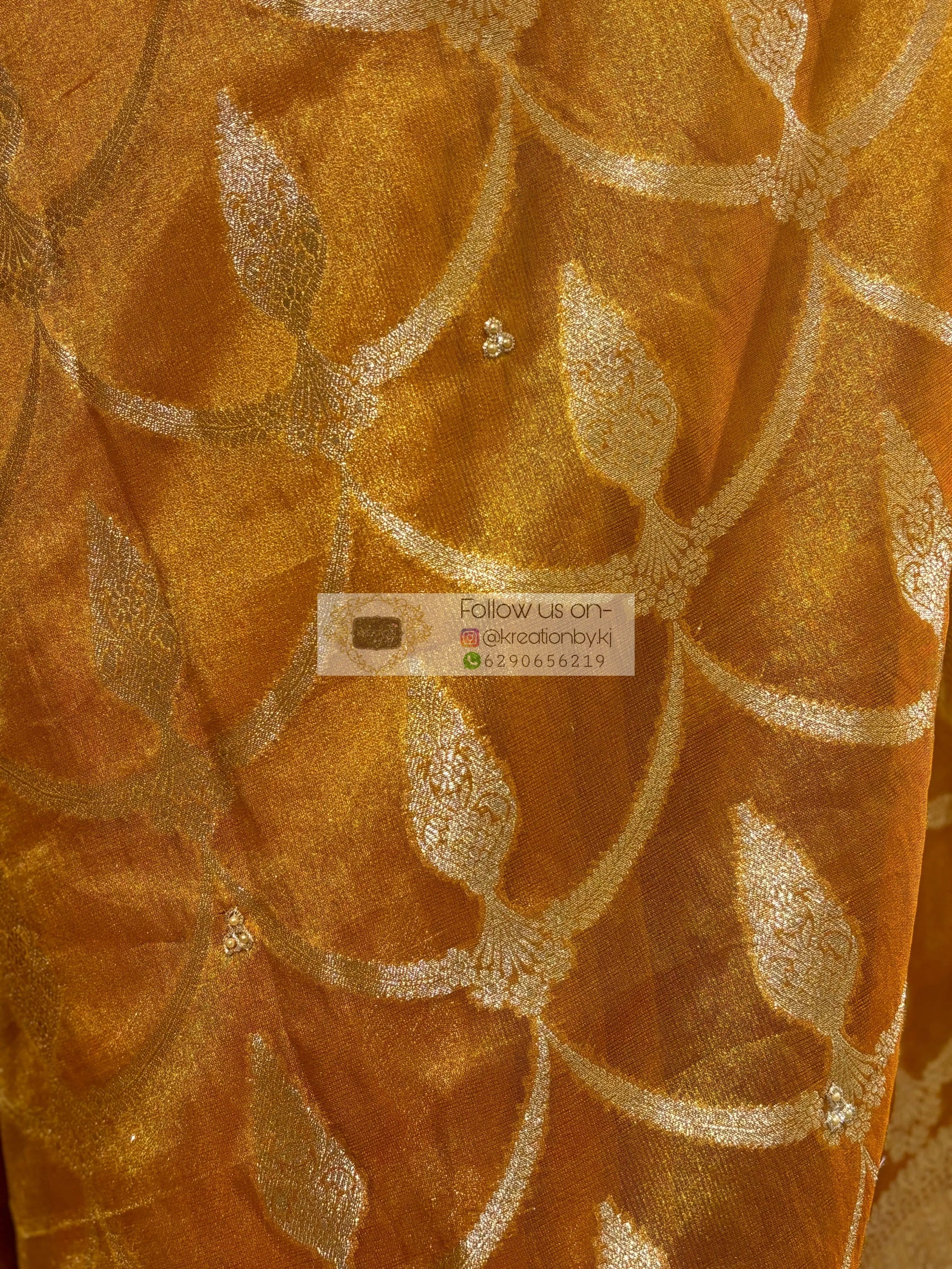 Mustard Yellow Banarasi Tissue Saree kreationbykj
