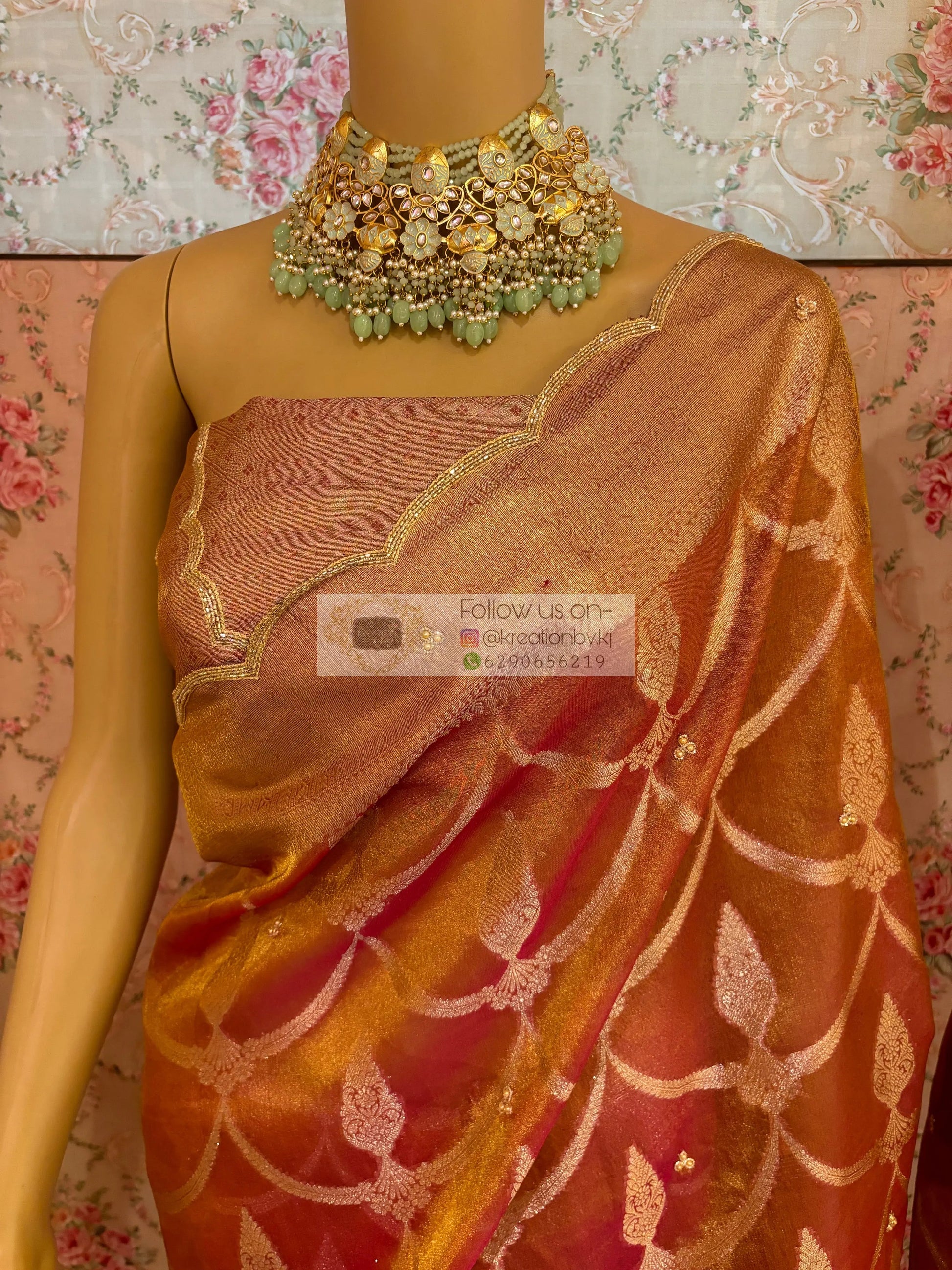 Pink Banarasi Tissue Piyali Saree For Wedding kreationbykj