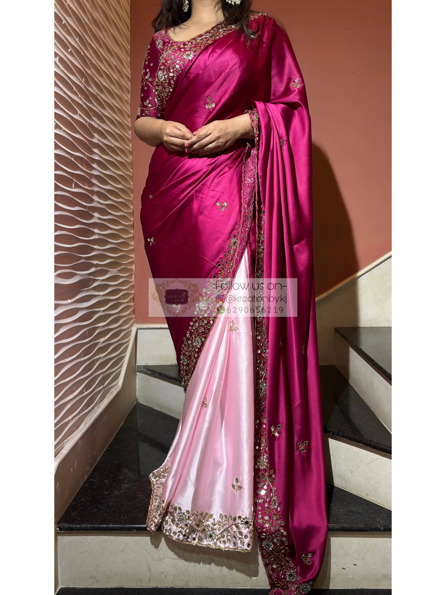 Pink Dreams Sheesh Mahal Saree kreationbykj