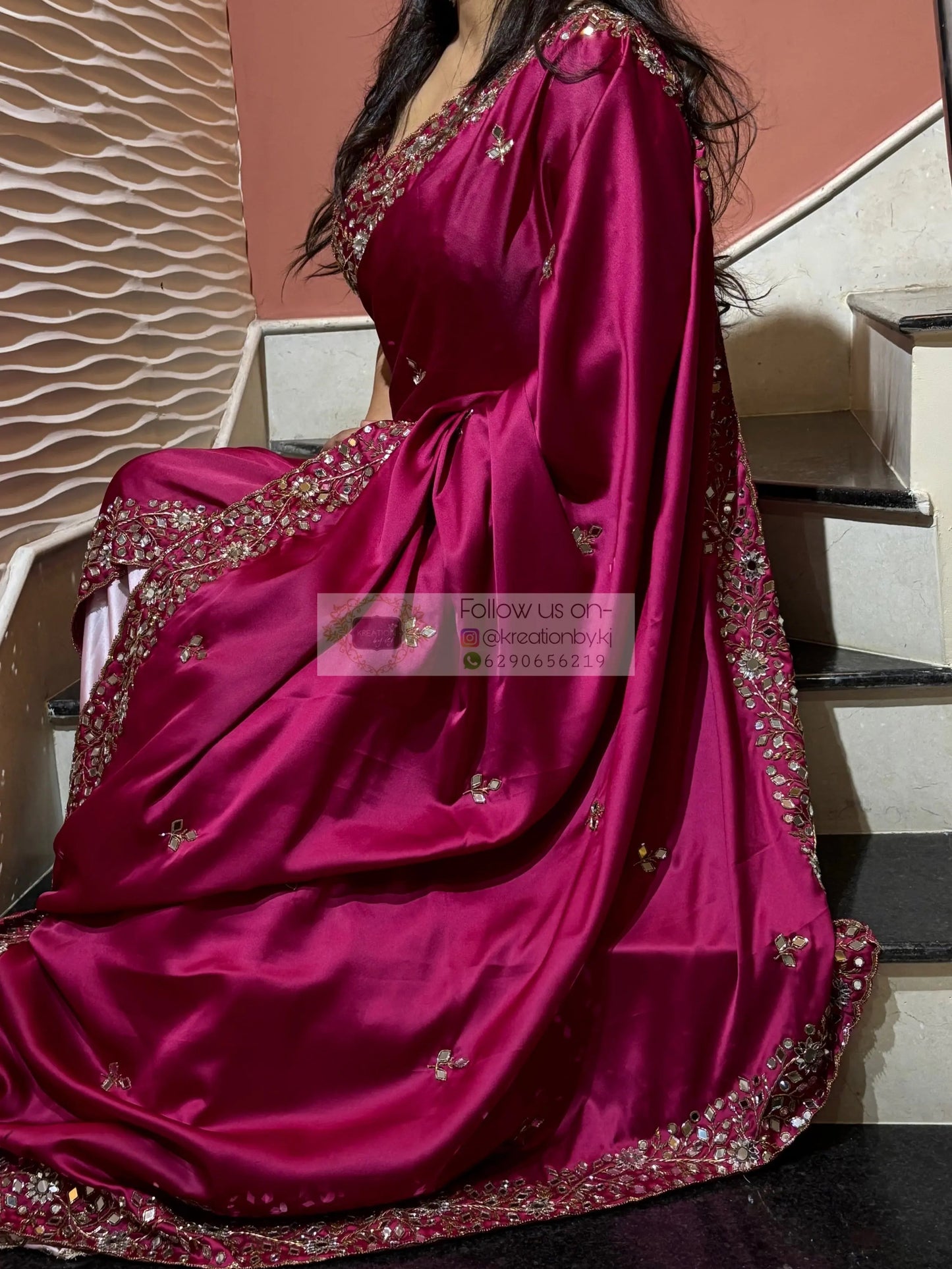 Pink Dreams Sheesh Mahal Saree kreationbykj