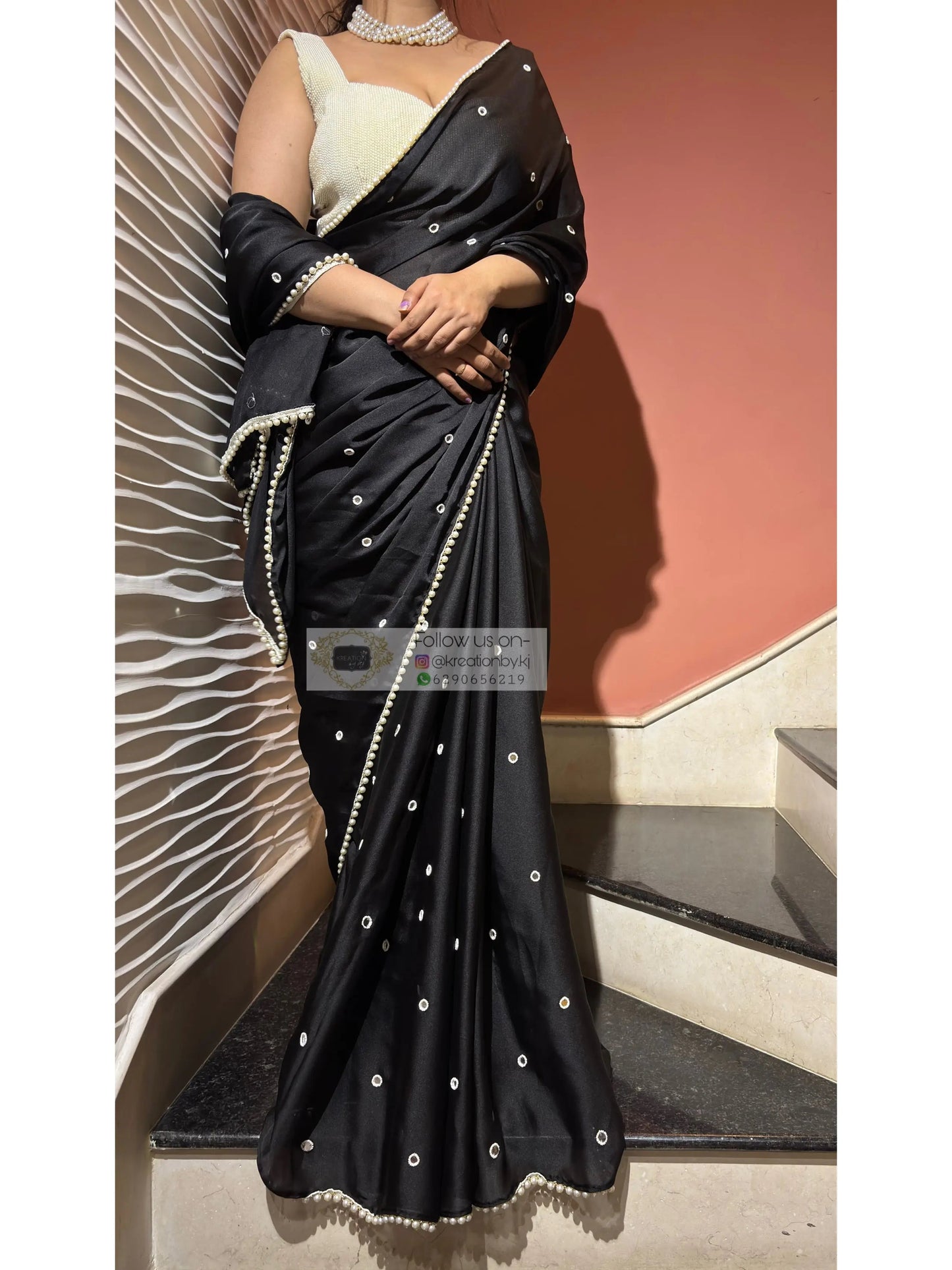 Chandani Raat Black Georgette Saree - kreationbykj