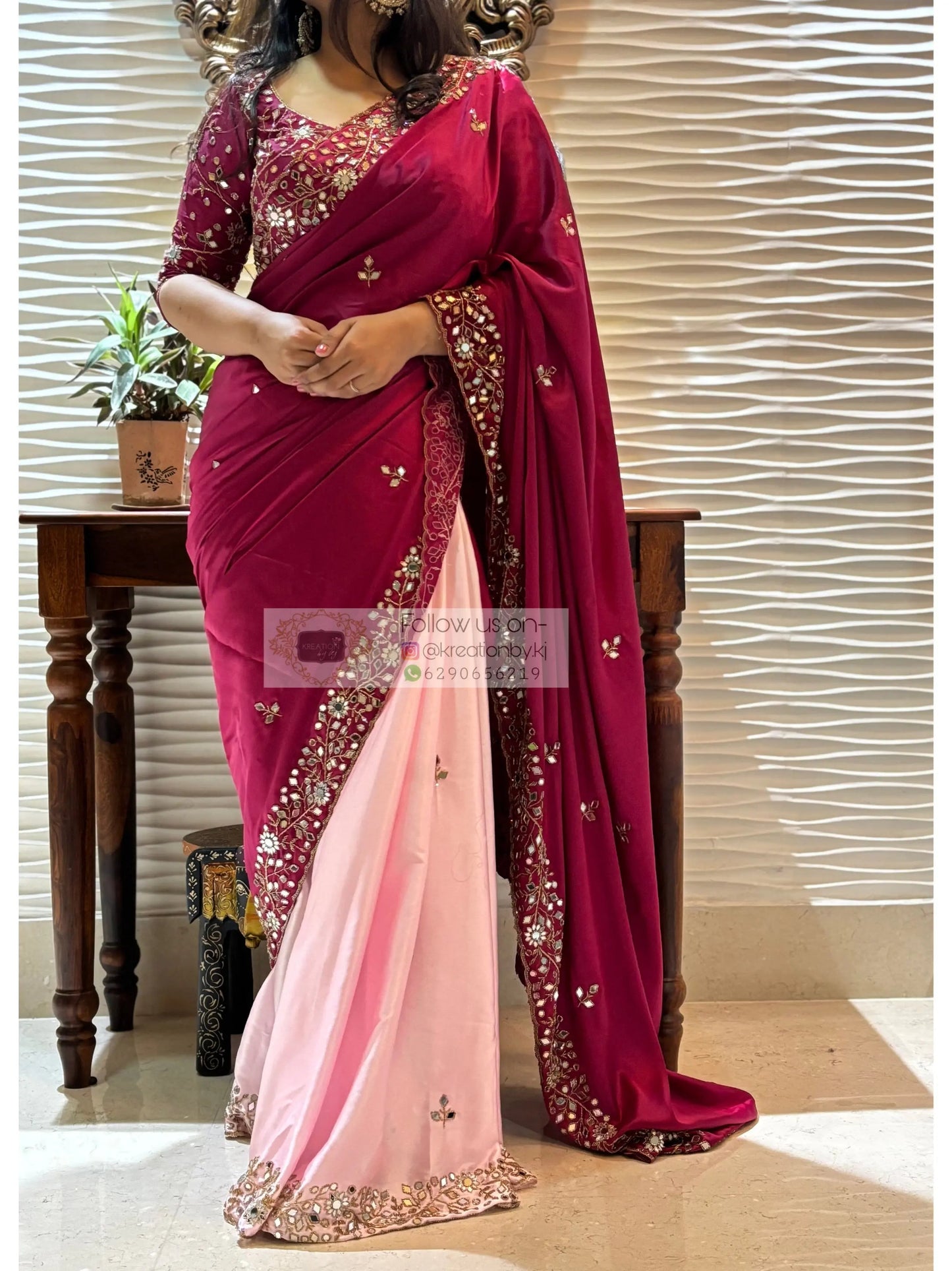 Pink Dreams Sheesh Mahal Saree kreationbykj