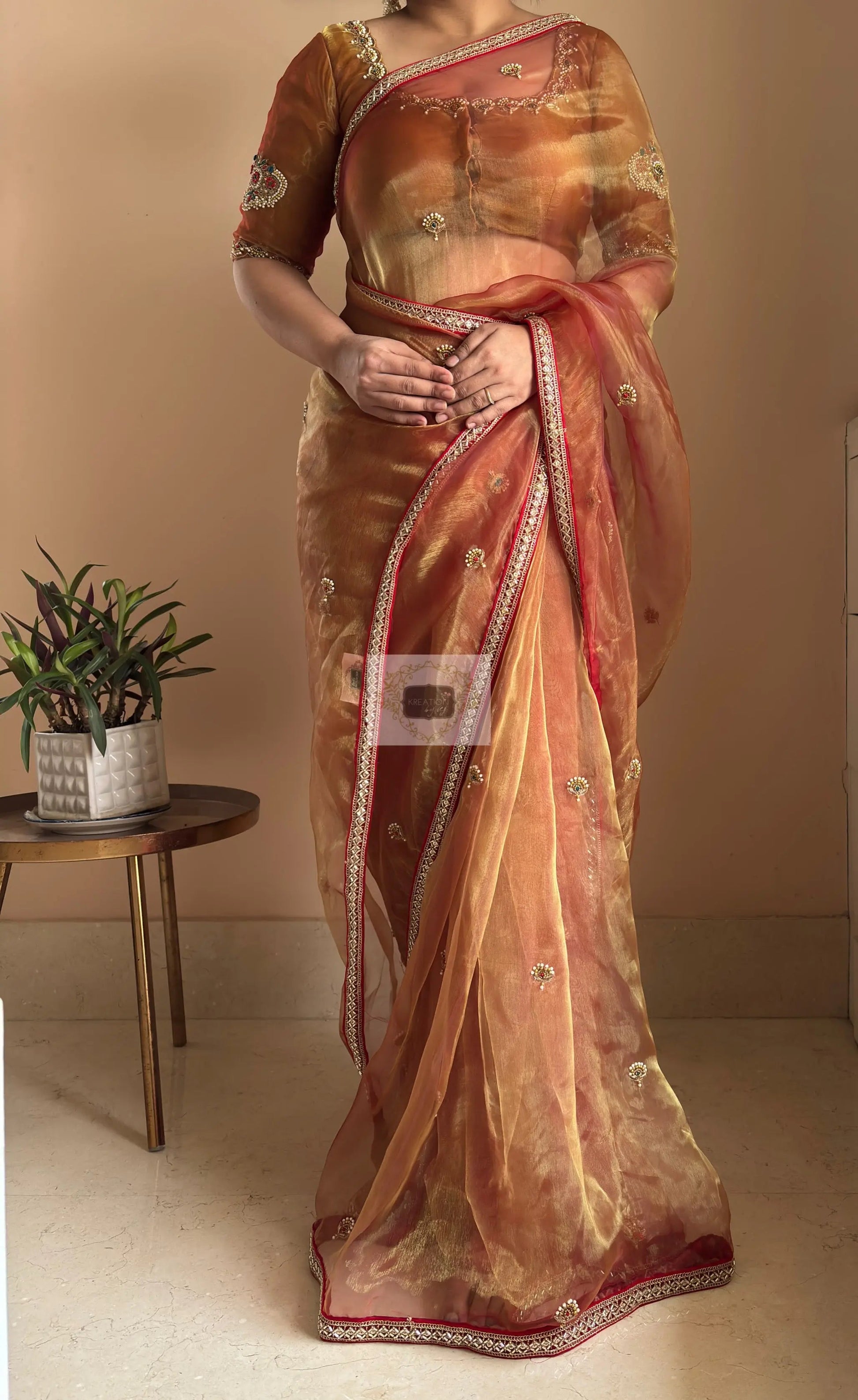 Liquid Gold Kurmaie Saree - kreationbykj