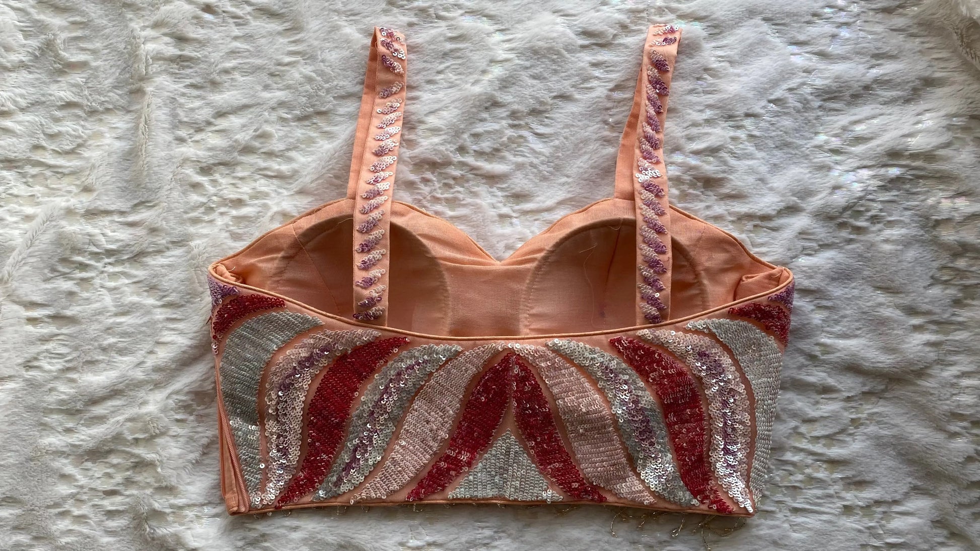Peach Dazzle Diva Hand embroidered Cocktail Blouse kreationbykj