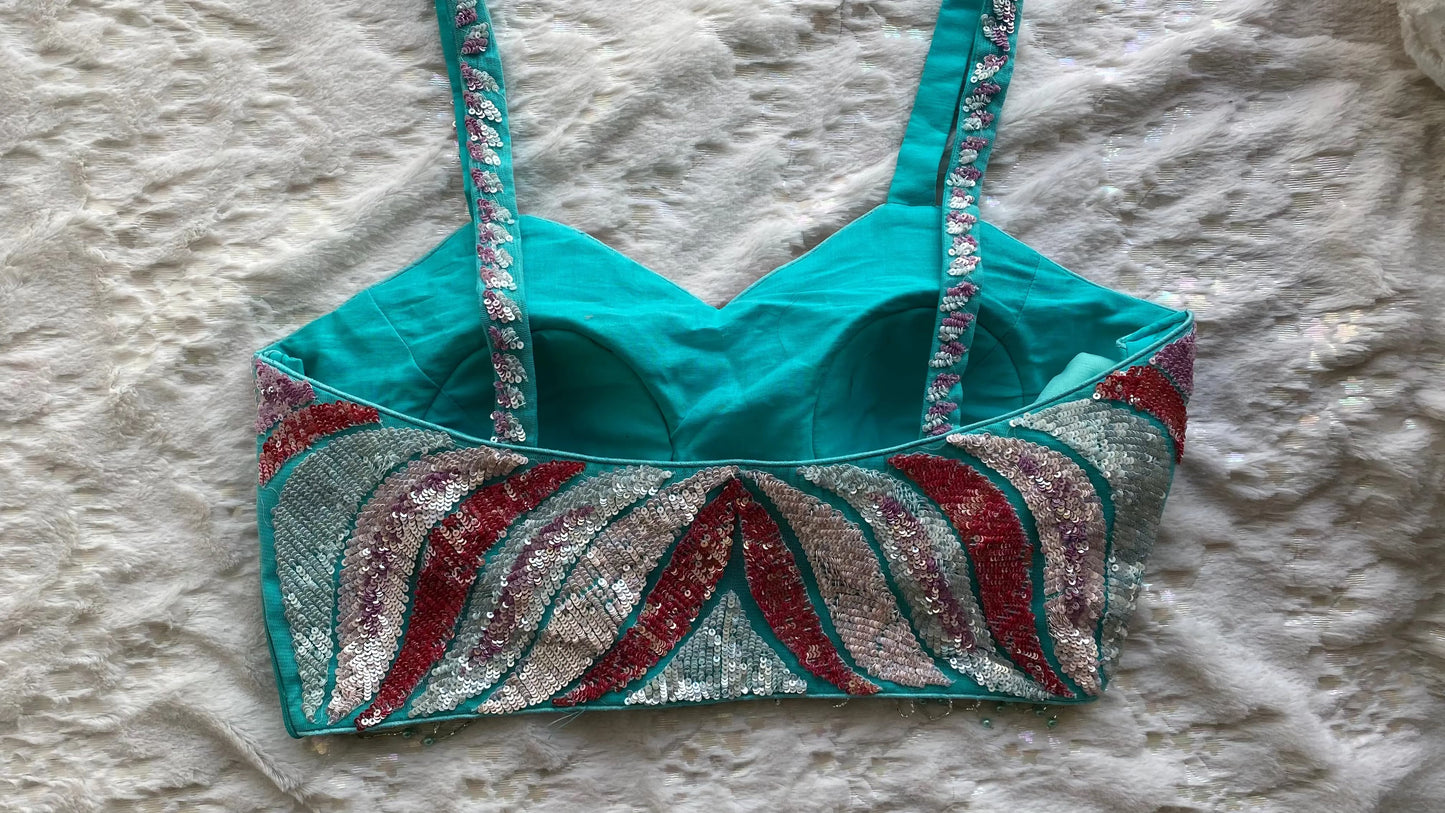 Turquoise Blue Glam Cocktail  Blouse kreationbykj