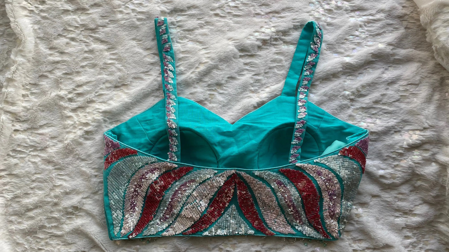 Turquoise Blue Glam Cocktail  Blouse kreationbykj