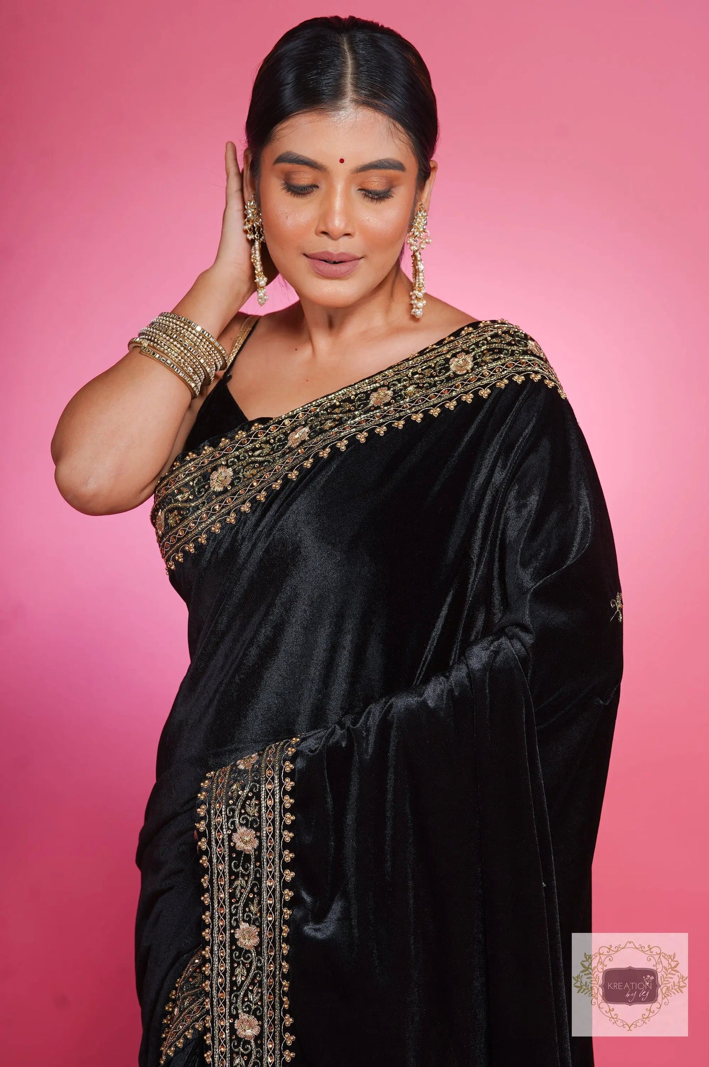 Black Velvet Zarina Saree kreationbykj