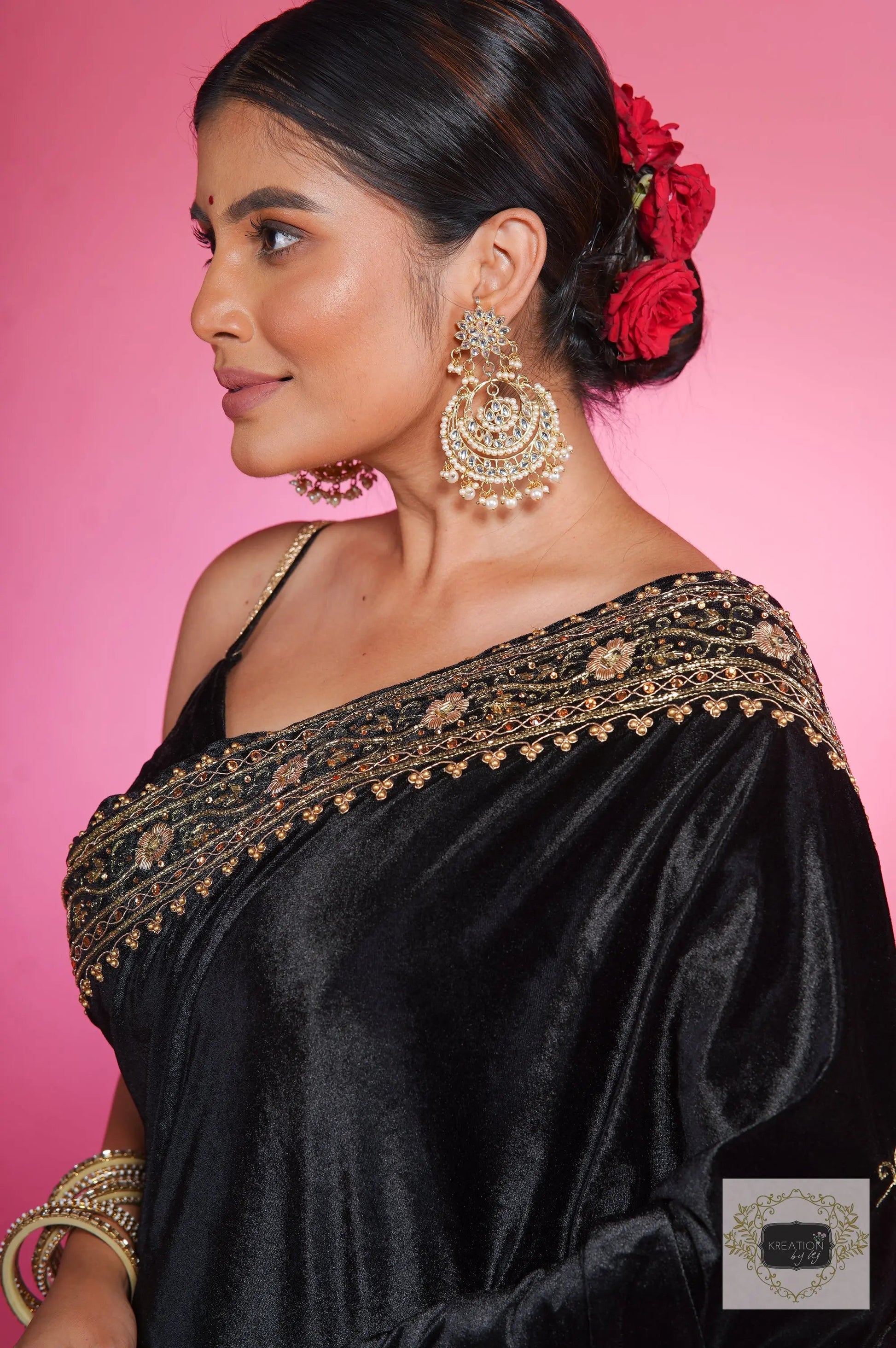 Black Velvet Zarina Saree kreationbykj