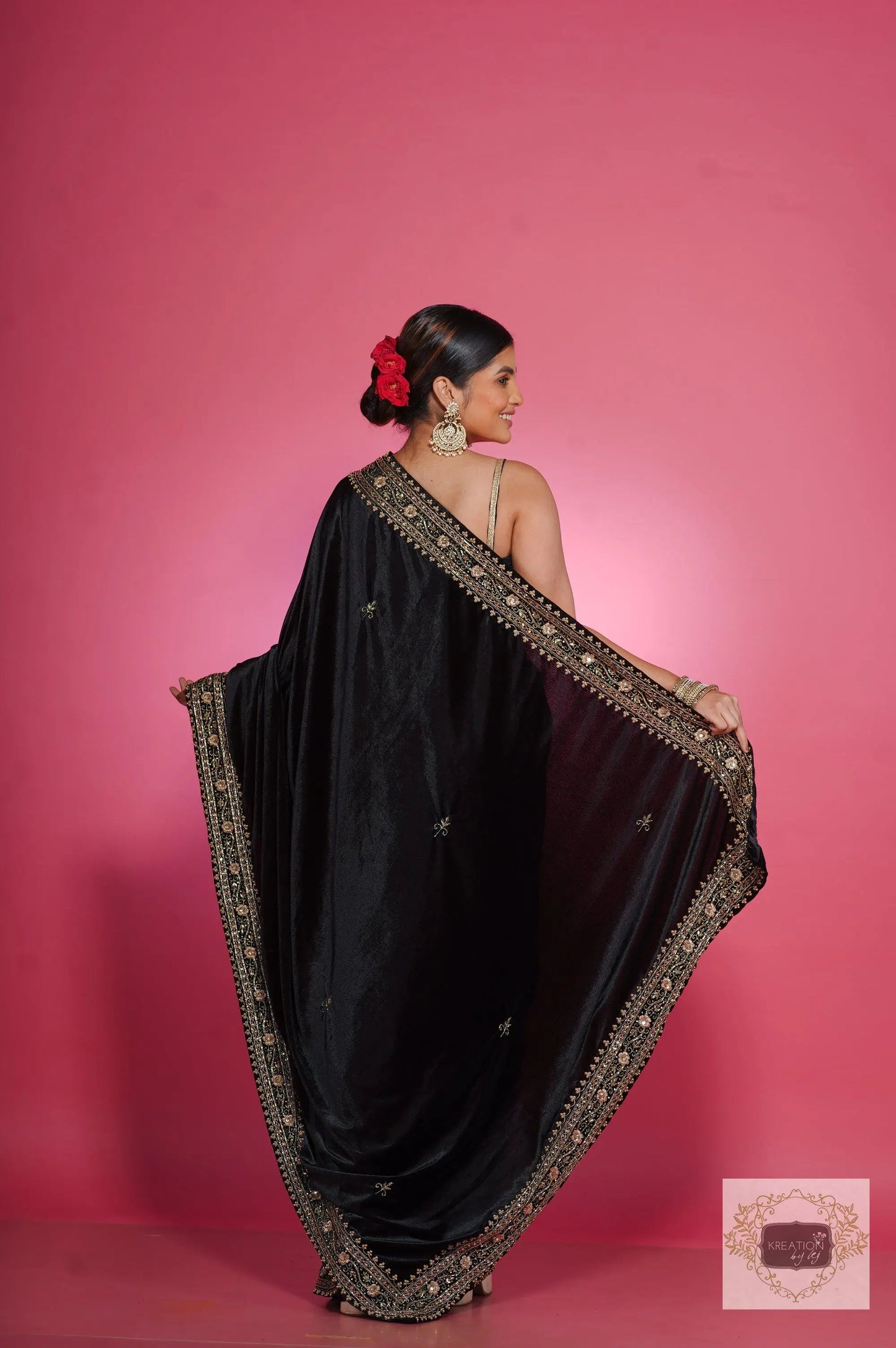 Black Velvet Zarina Saree kreationbykj