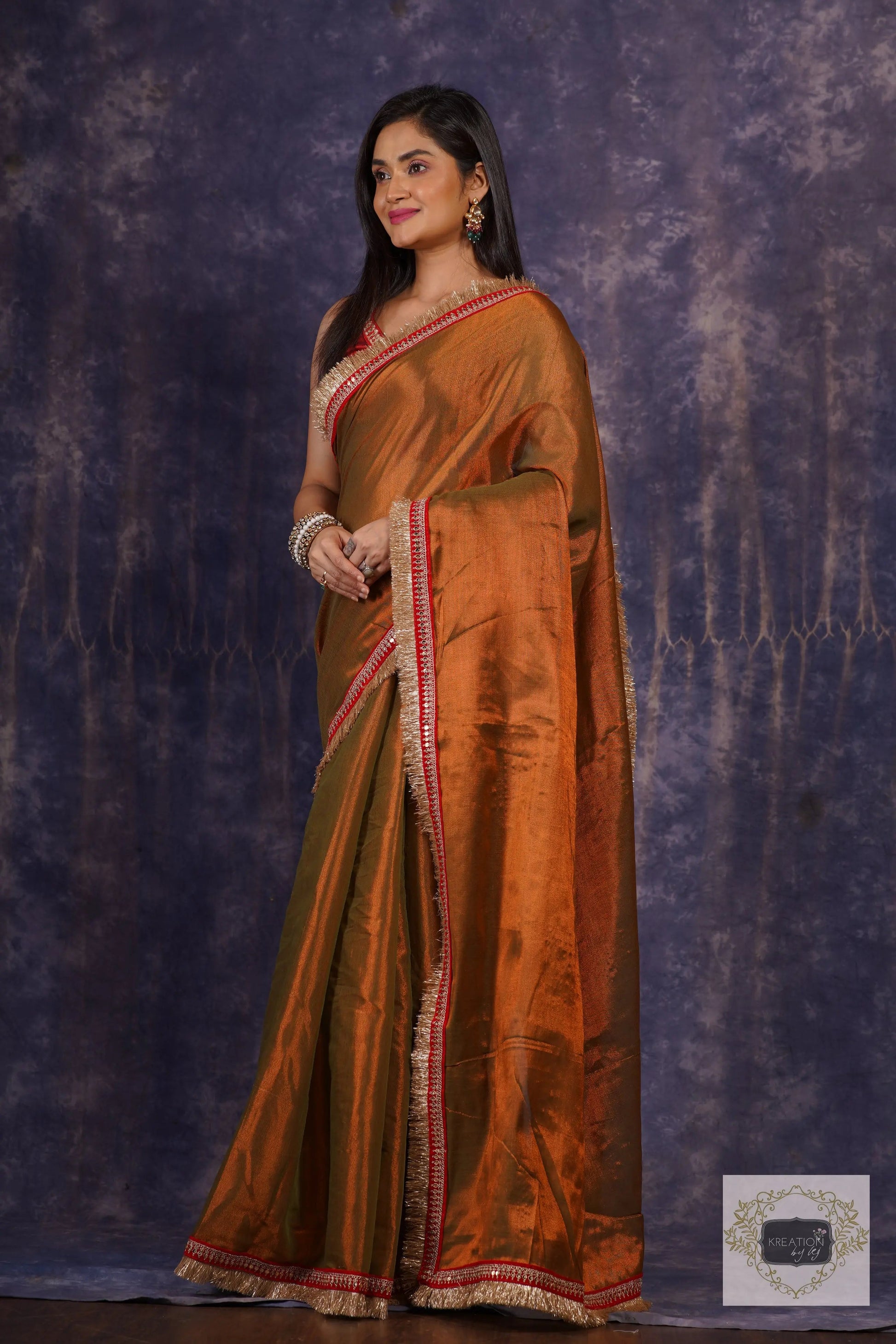Raisin Brown Banno Saree kreationbykj