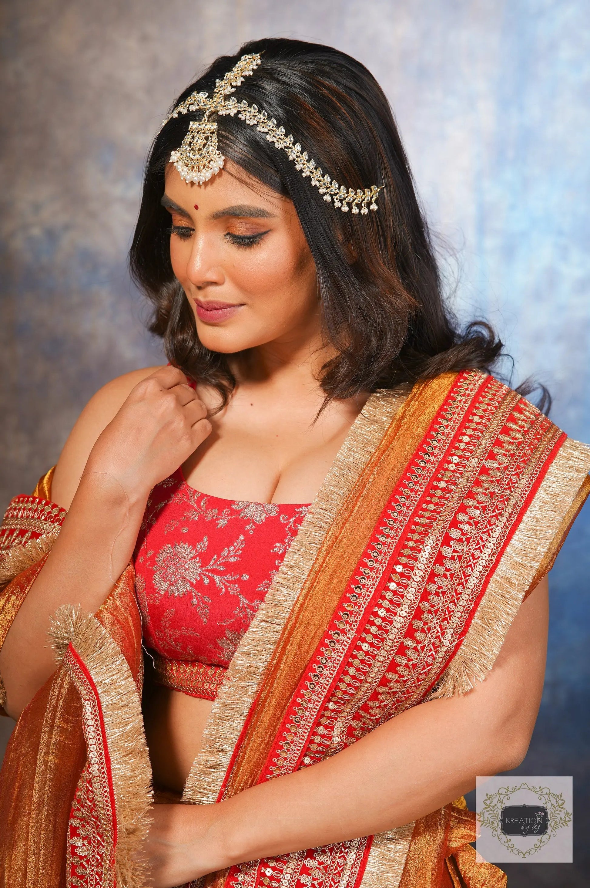 Fiery Gold Zari Tissue Lehenga Set kreationbykj