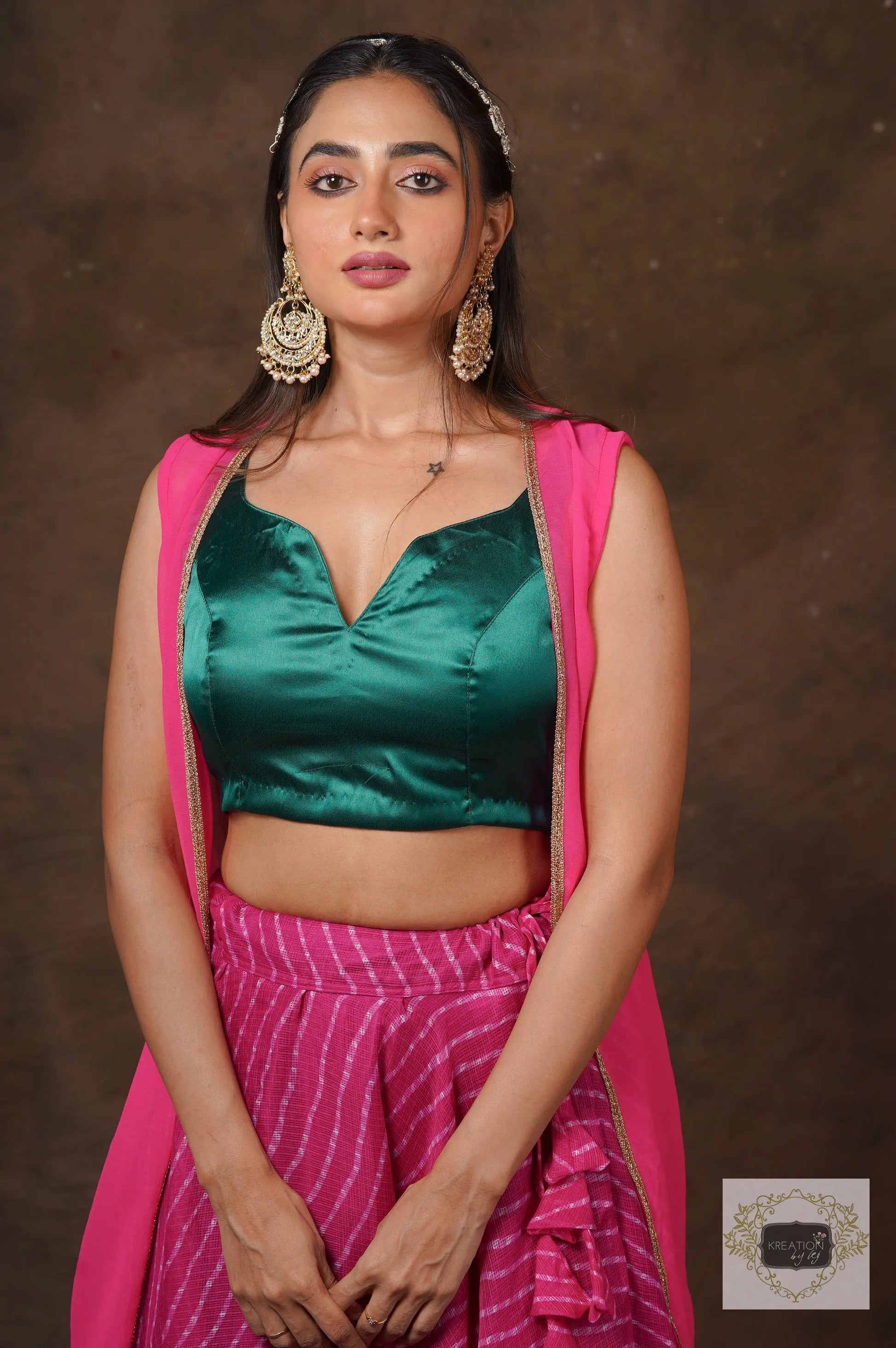 Hot Pink Leheriya Lehenga Set kreationbykj