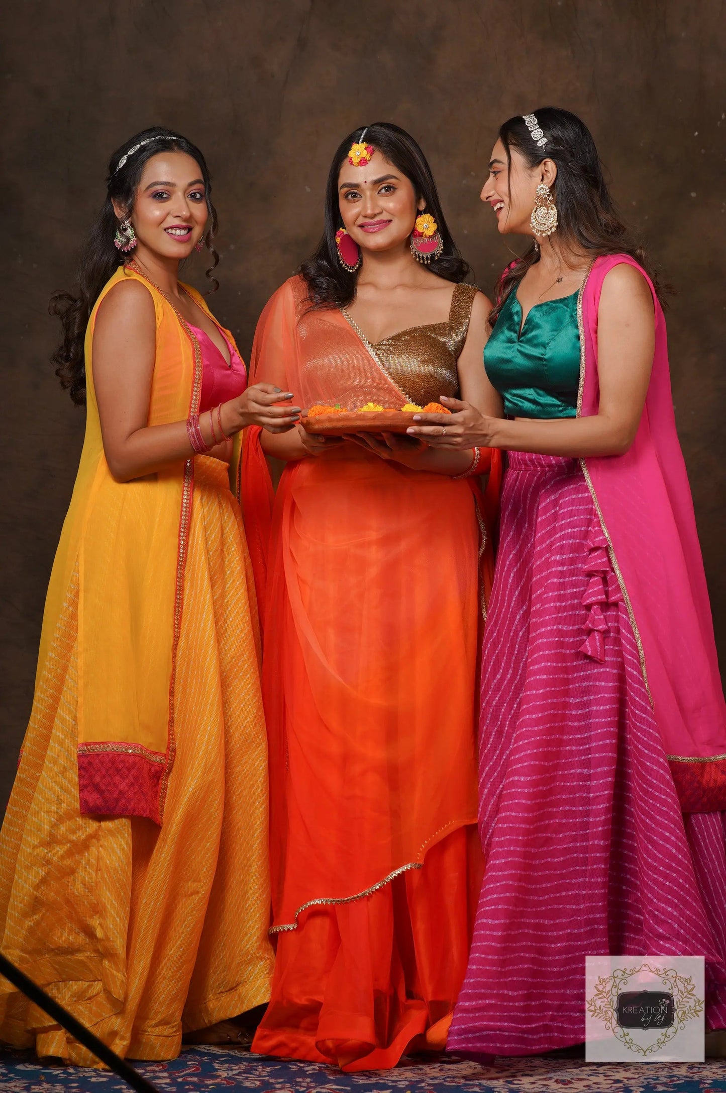 Hot Pink Leheriya Lehenga Set kreationbykj