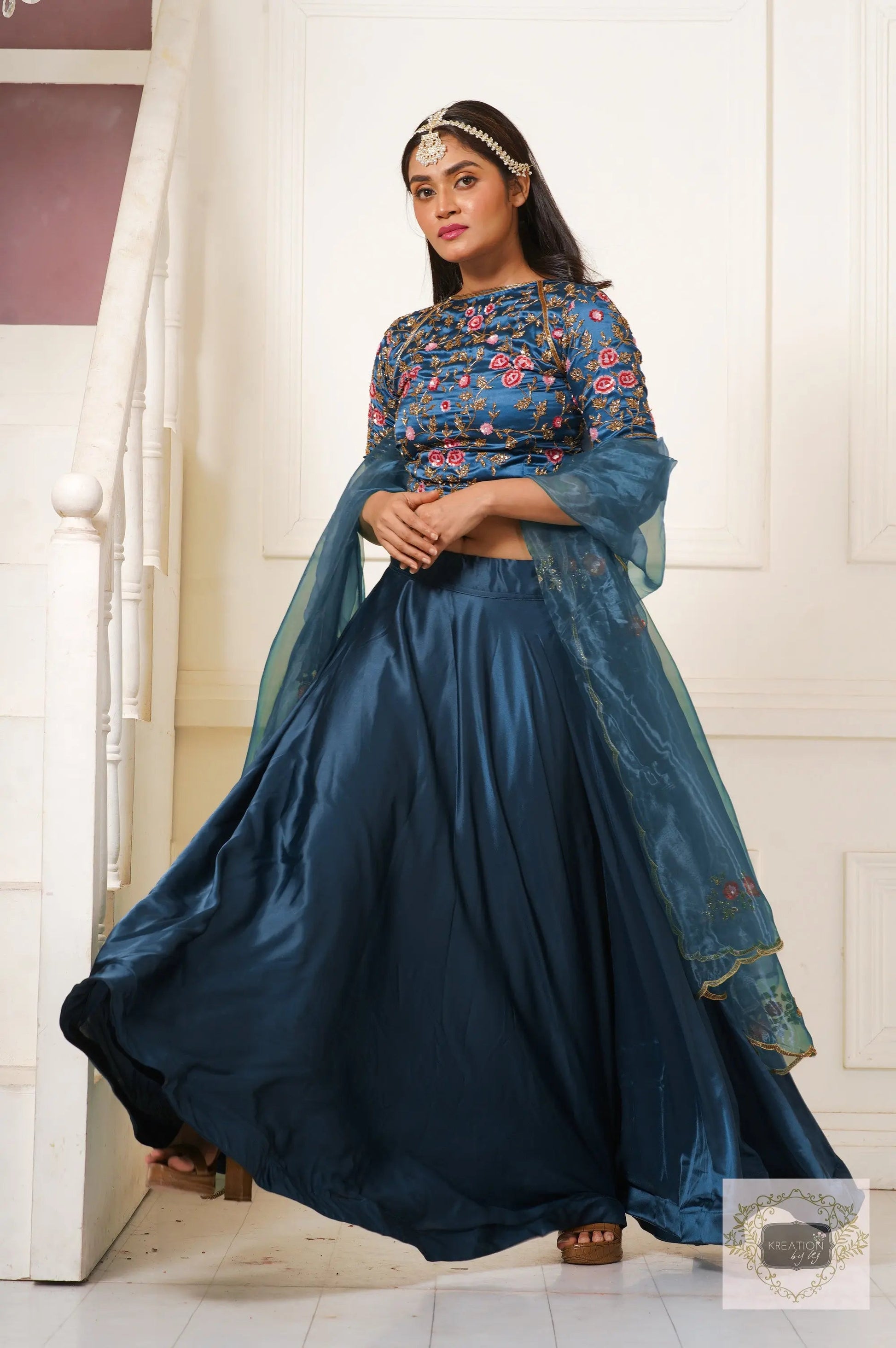 Cobalt Blue Sisters Before Mister Lehenga Set kreationbykj