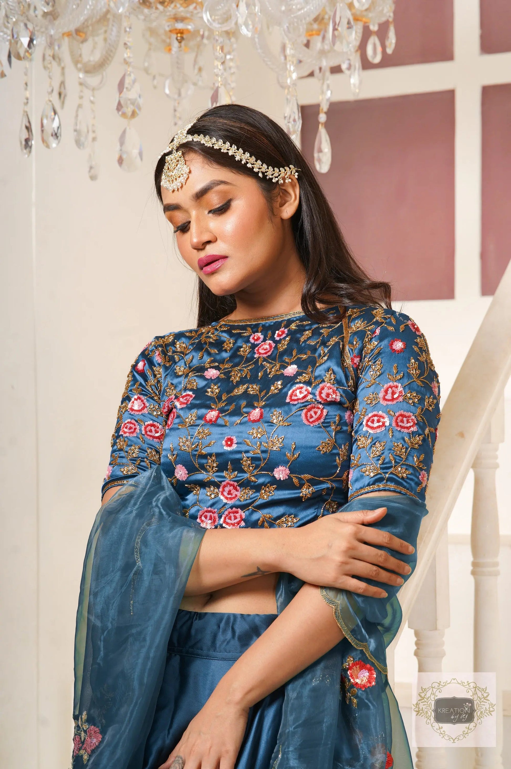 Cobalt Blue Sisters Before Mister Lehenga Set kreationbykj