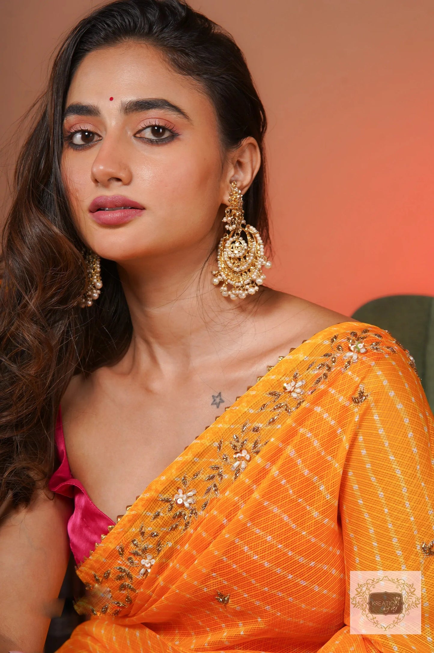 Yellow Chandani Leheriya Saree kreationbykj