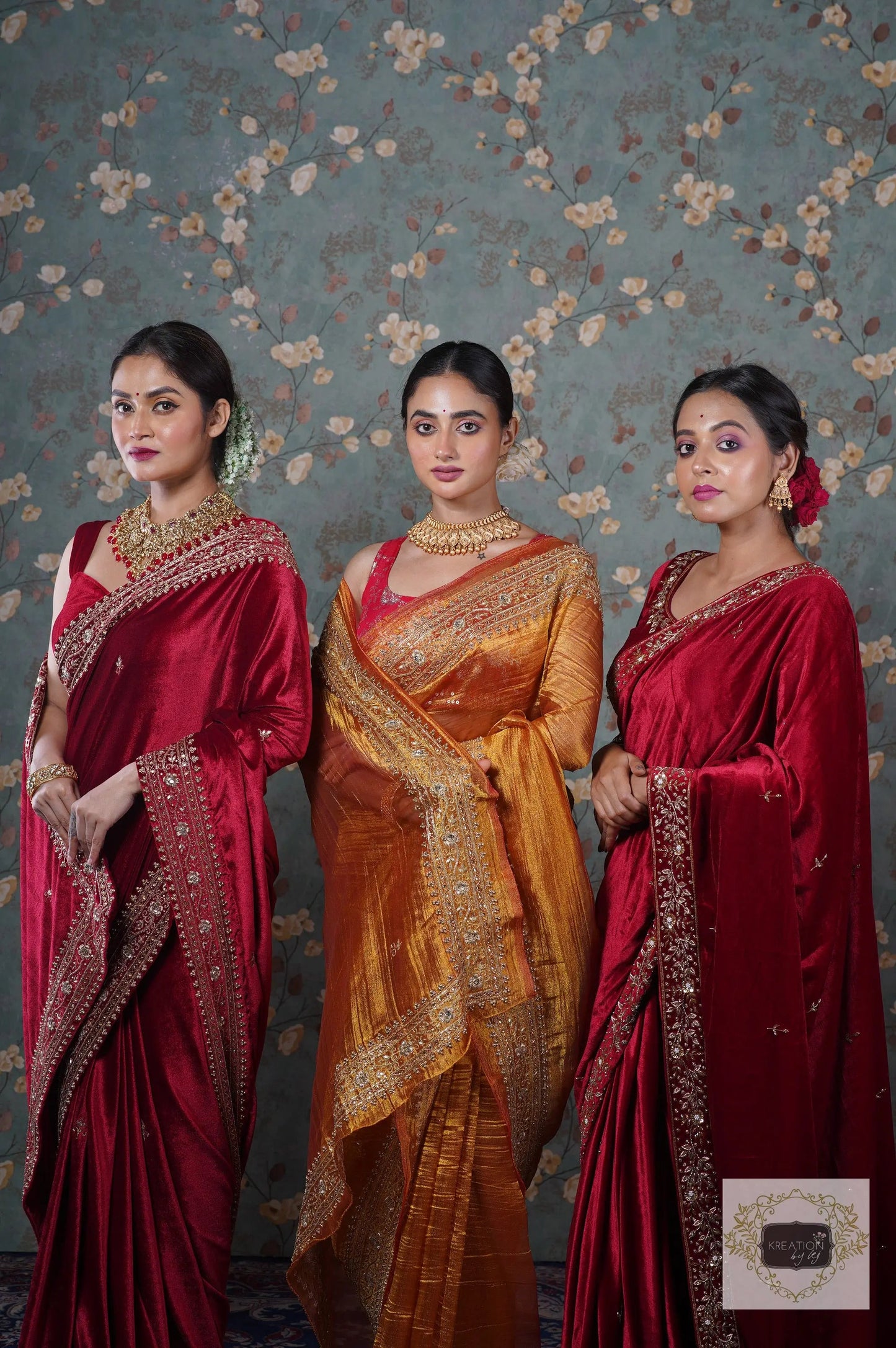 Maroon Velvet Zarina Saree-Wedding Sarees, Bridal Fashion kreationbykj