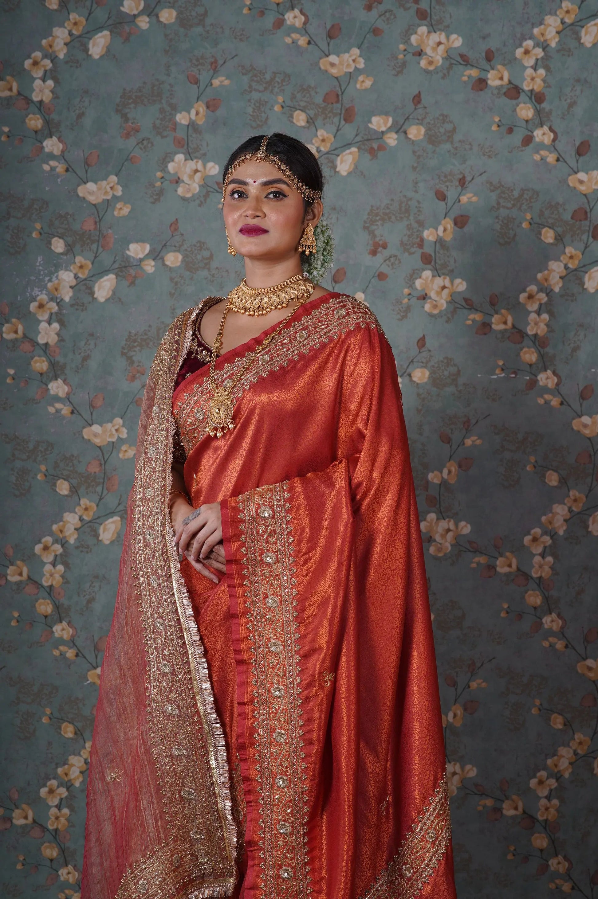Copper Bridal Zarina Handembroidered Dupatta kreationbykj