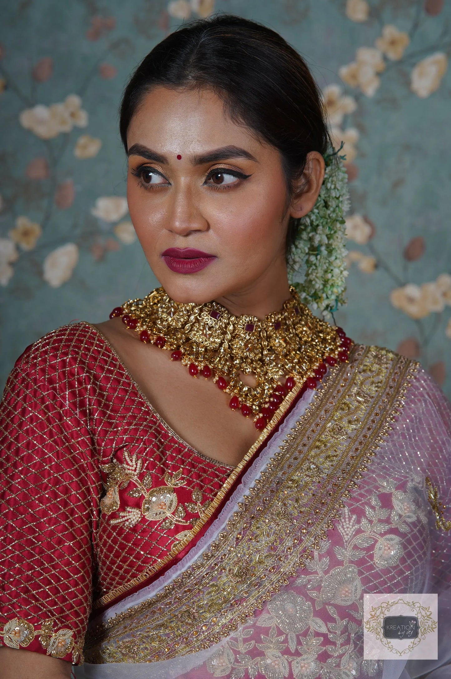 White Organza Zarina Saree kreationbykj