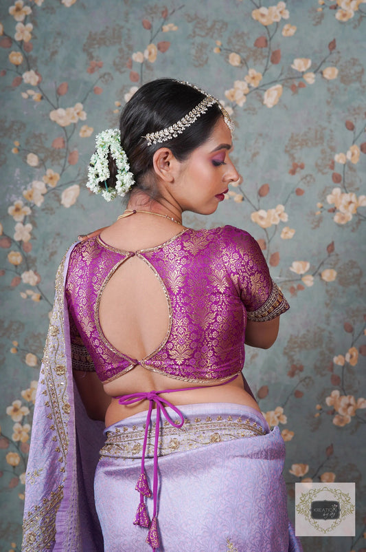 Purple Brocade Choli Blouse kreationbykj
