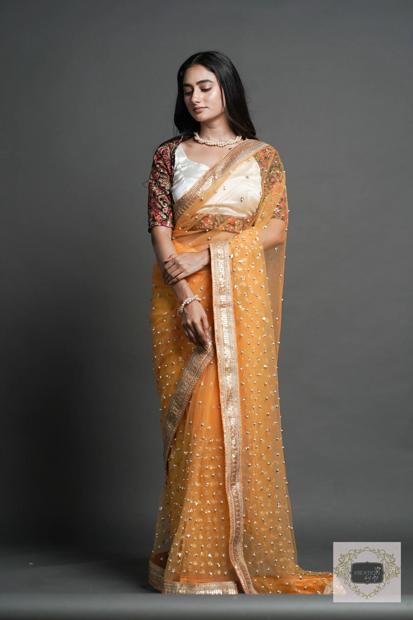 Yellow Mahiya Saree kreationbykj