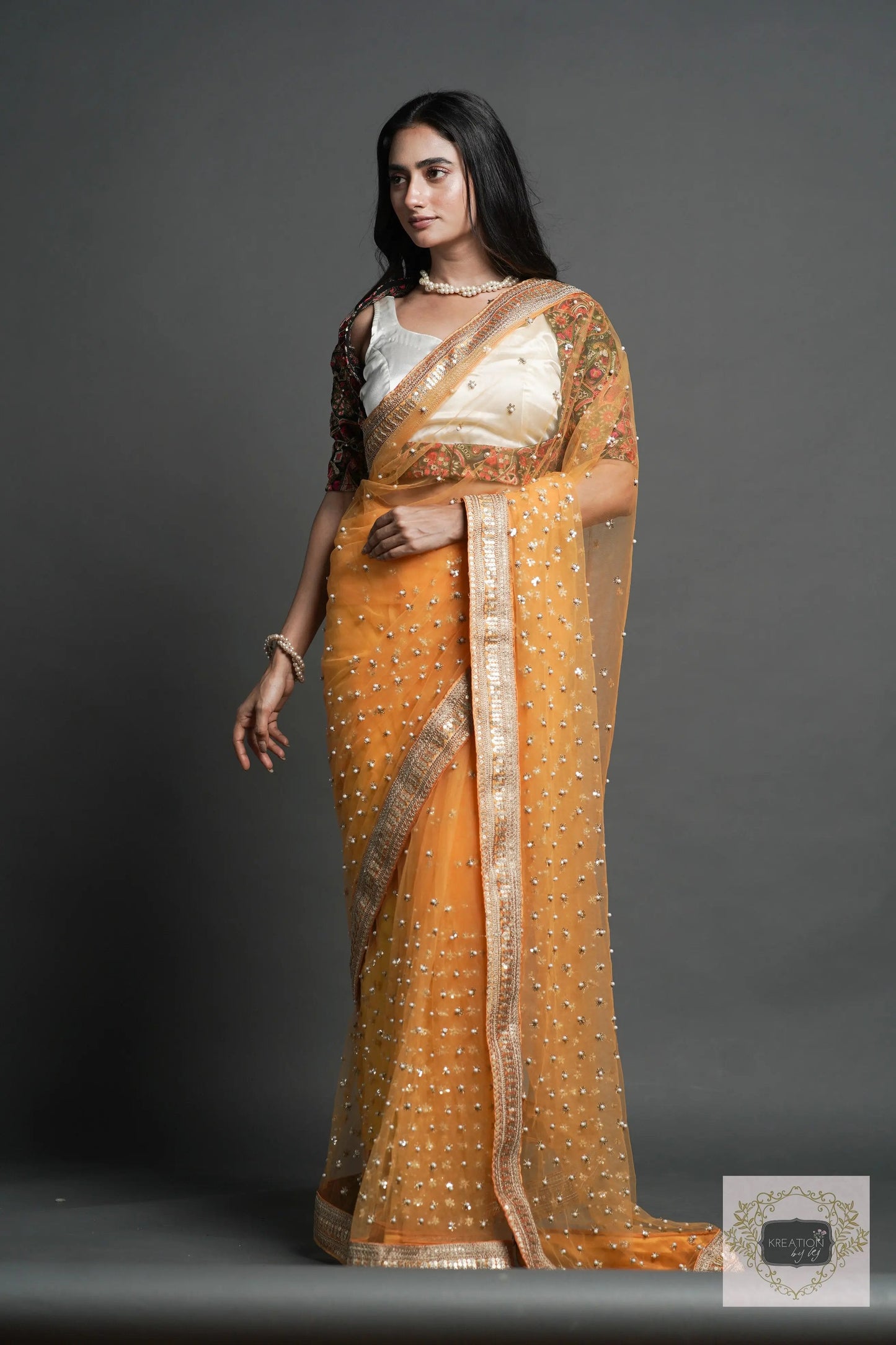 Yellow Mahiya Saree kreationbykj